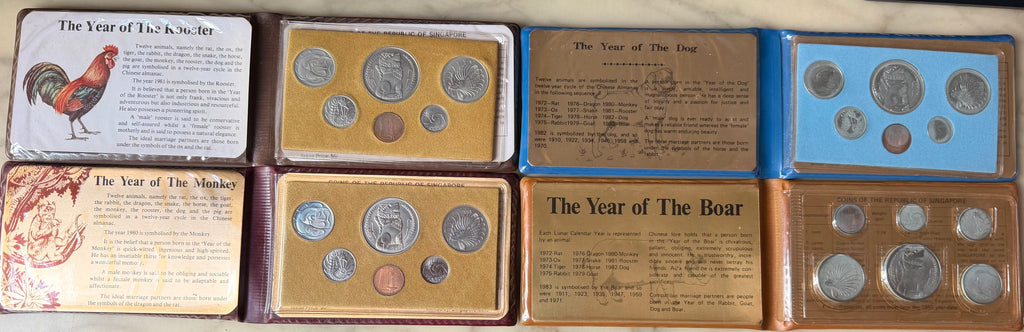 [Set of 4] 1980 - 1983 Singapore Uncirculated Coin Sets