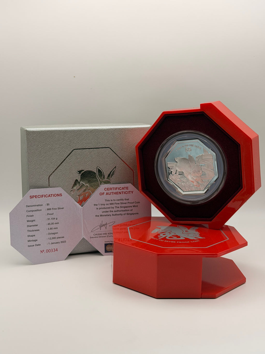 2023 Singapore $5 1 Oz Fine Silver Proof Coin (Year of the Rabbit)