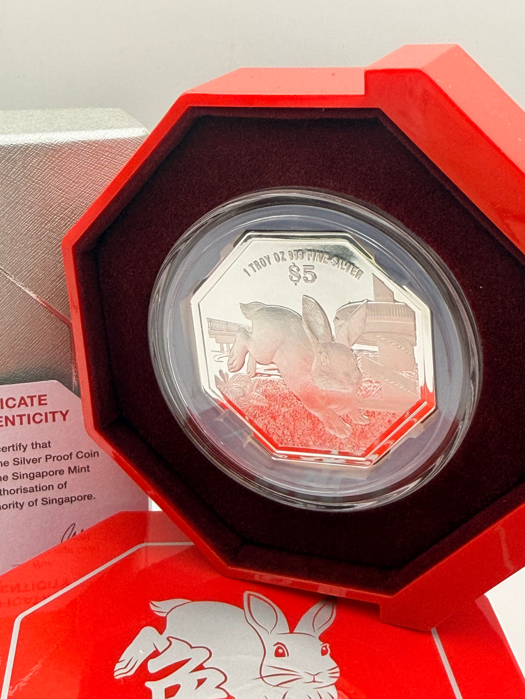 2023 Singapore $5 1 Oz Fine Silver Proof Coin (Year of the Rabbit)