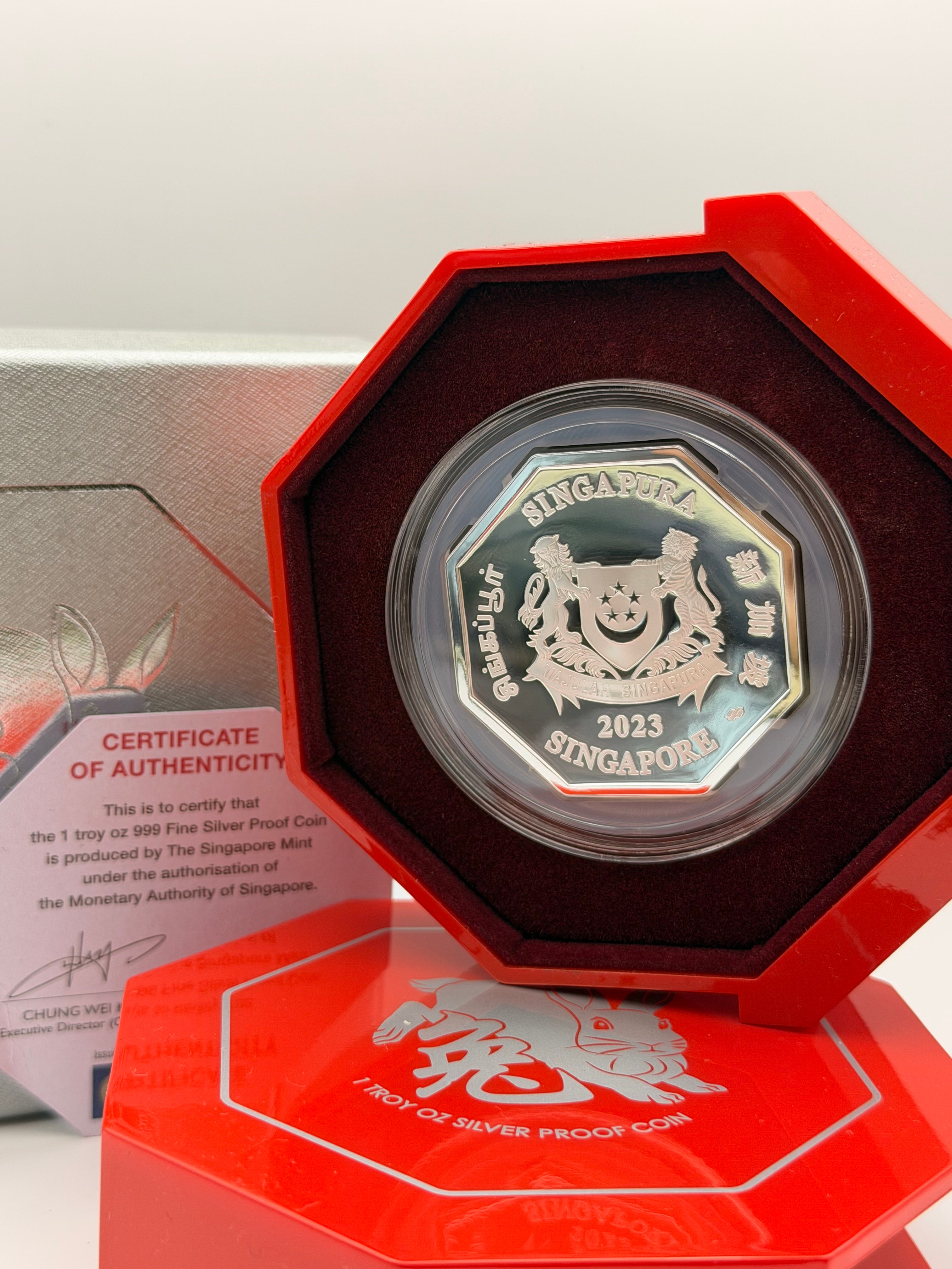 2023 Singapore $5 1 Oz Fine Silver Proof Coin (Year of the Rabbit)