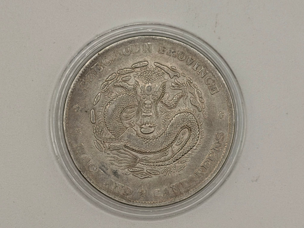 1901 - 1908 China 1 Yuan Guangxu 7 Mace and 2 Candareens Coin (Szechuan)