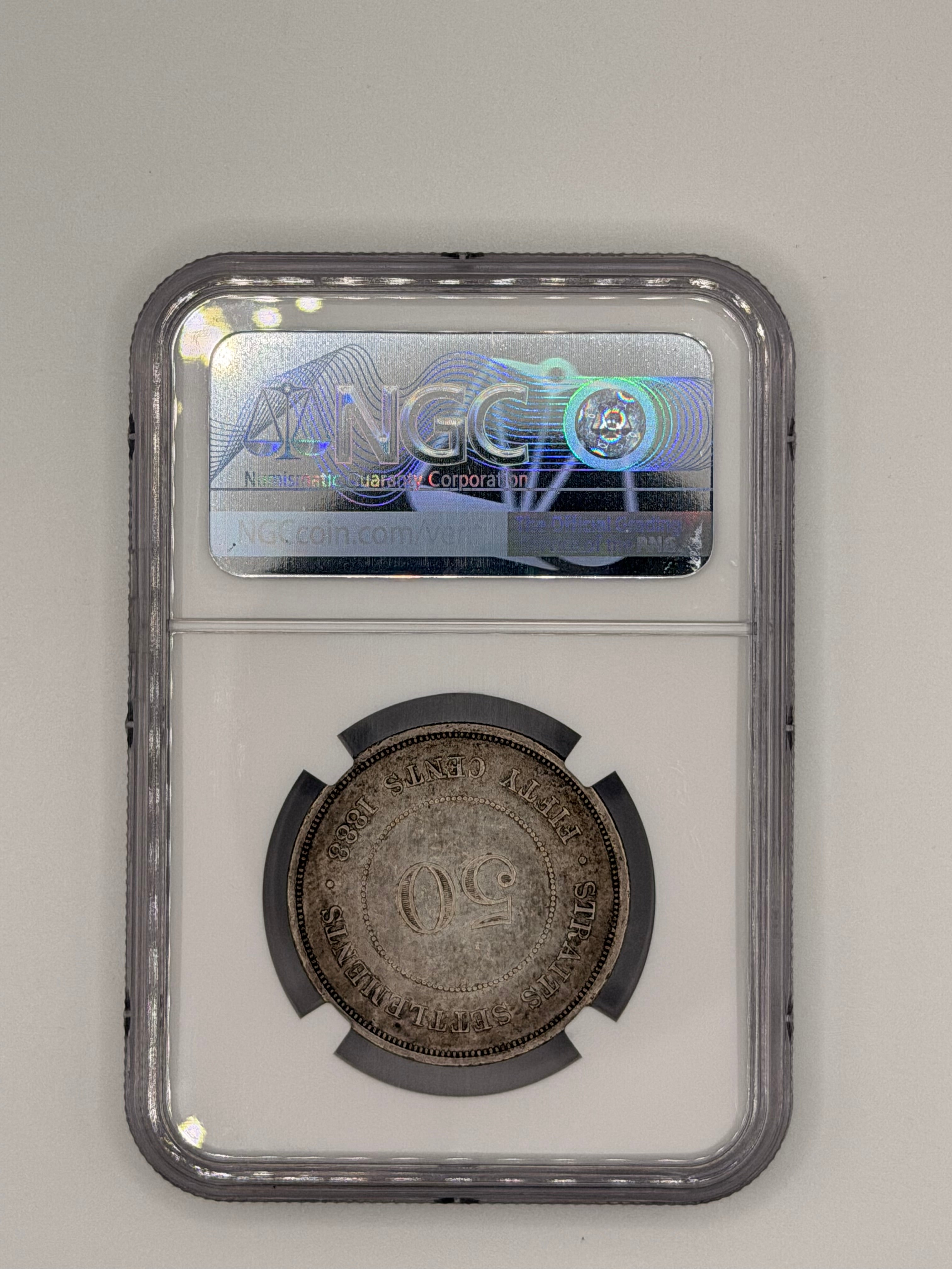 1888 Straits 50c XF Details Cleaned