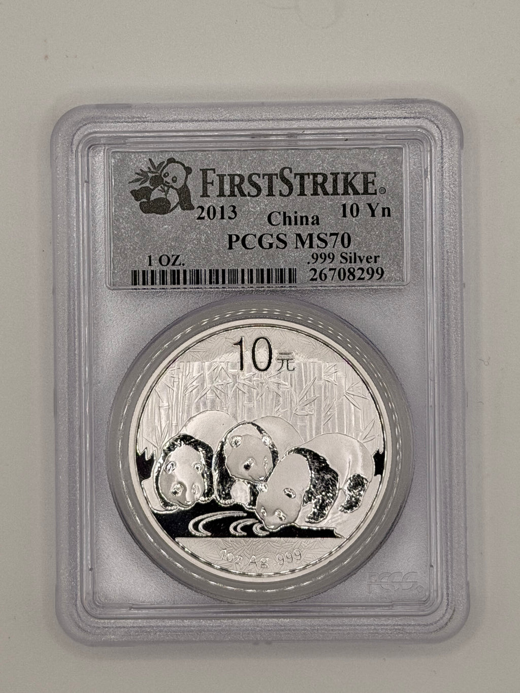 2013 China First Strike 10 Yuan Panda MS70