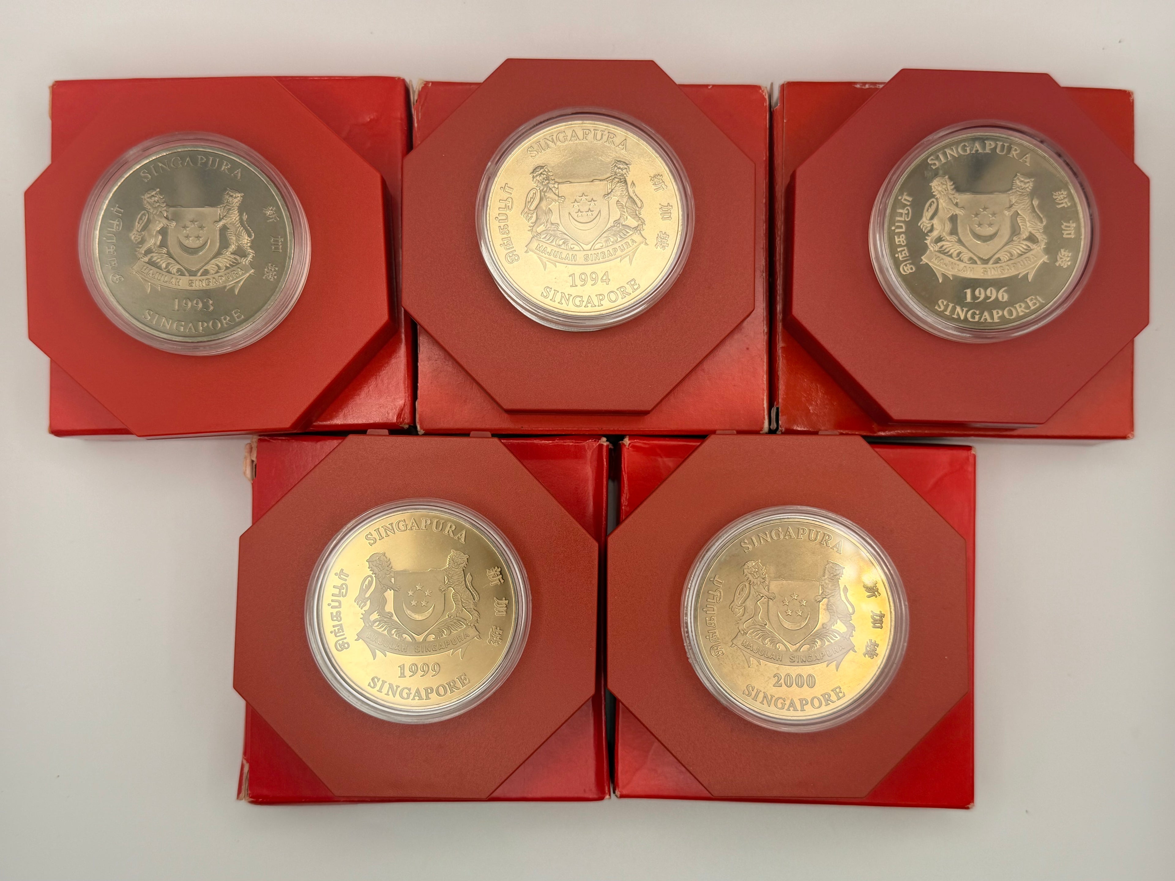 [Set of 5] 1993 - 2000 Singapore Cupro-Nickel Proof-Like Coin