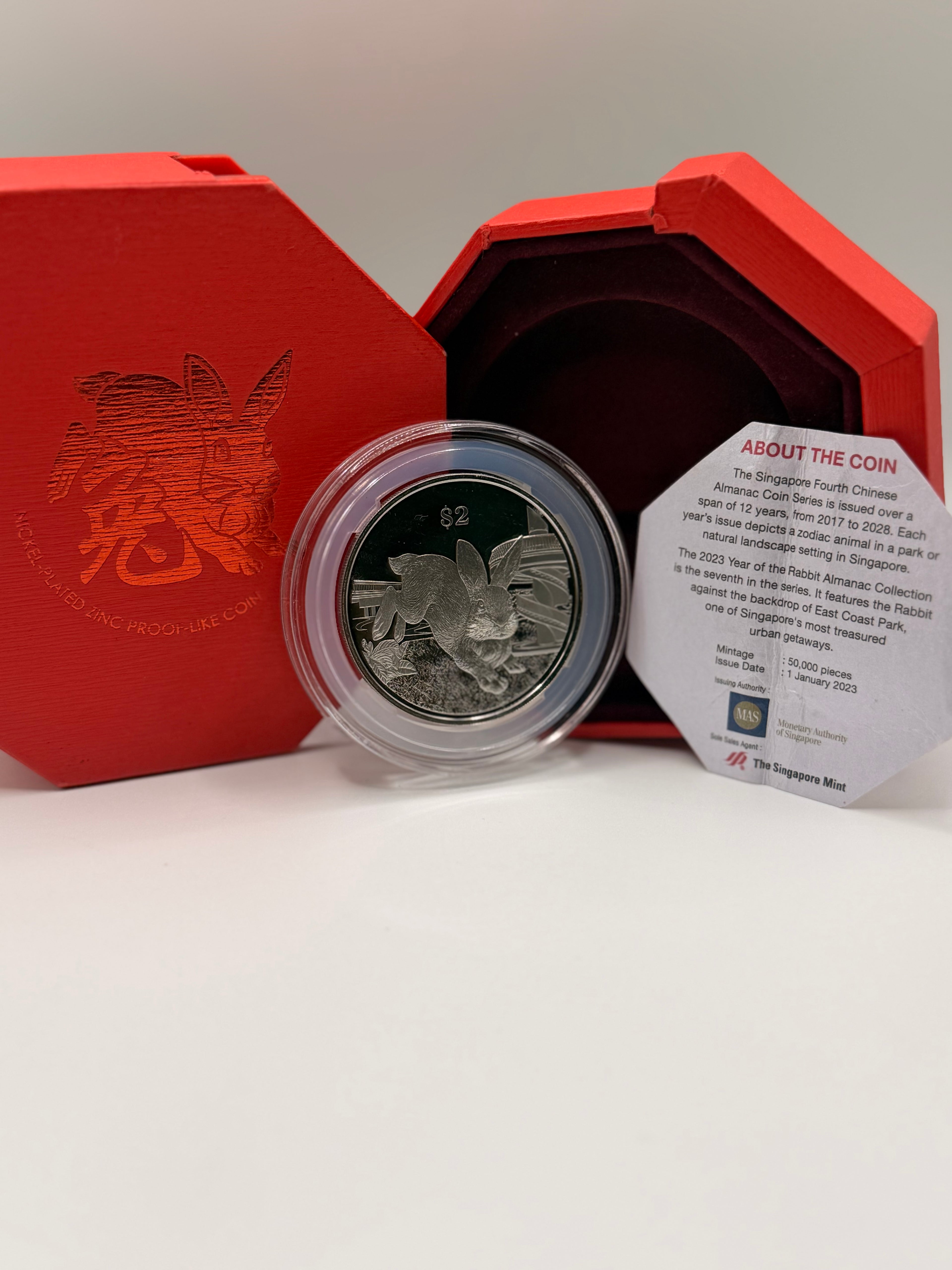 2023 Singapore Lunar $2 Nickel-Plated Zinc Proof-like Coin (Year of Rabbit)