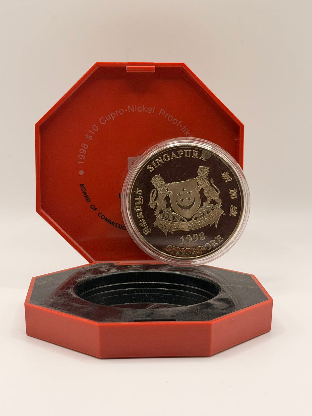 1998 Singapore $10 Cupro-Nickel Proof Like Coin (Year of Tiger)