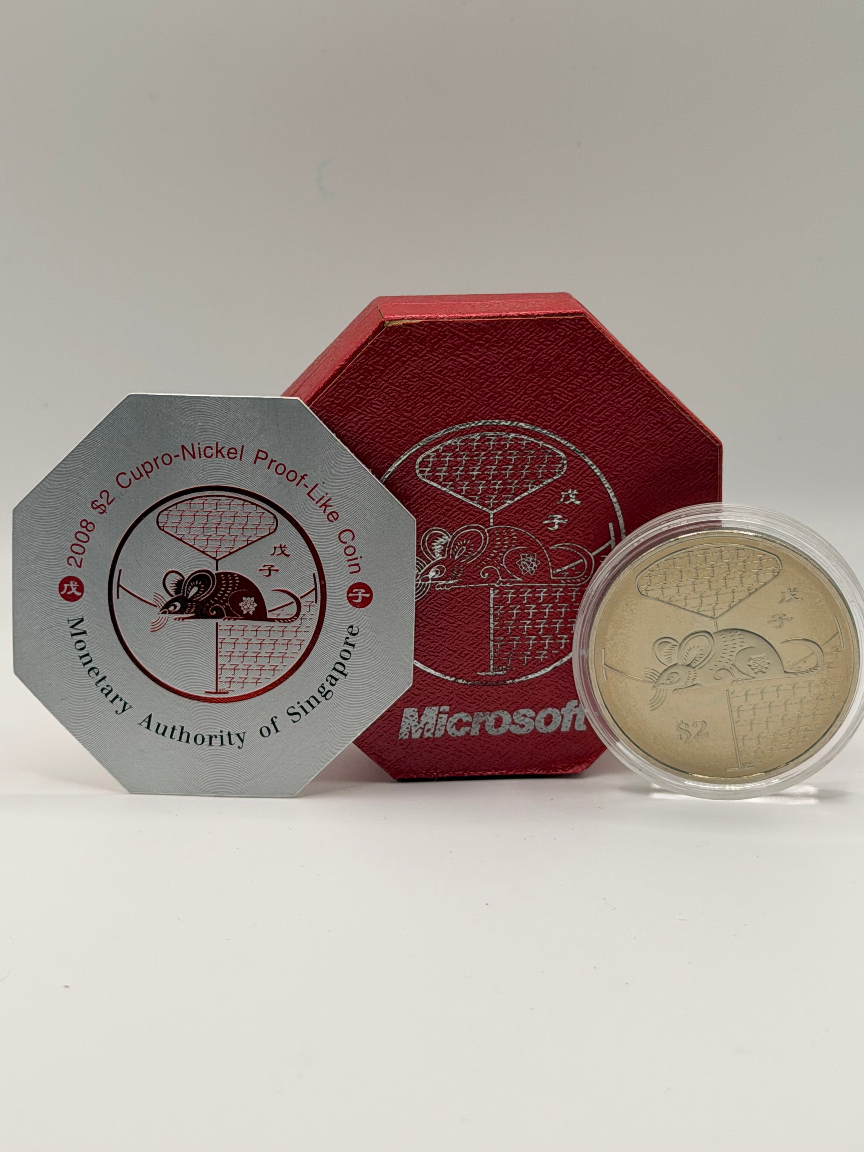 2008 Singapore $2 Cupro-Nickel Proof-Like Coin (Year of the Rat)