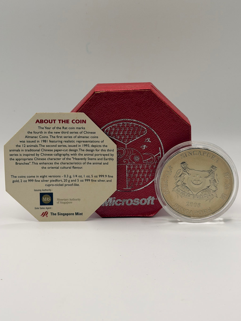 2008 Singapore $2 Cupro-Nickel Proof-Like Coin (Year of the Rat)