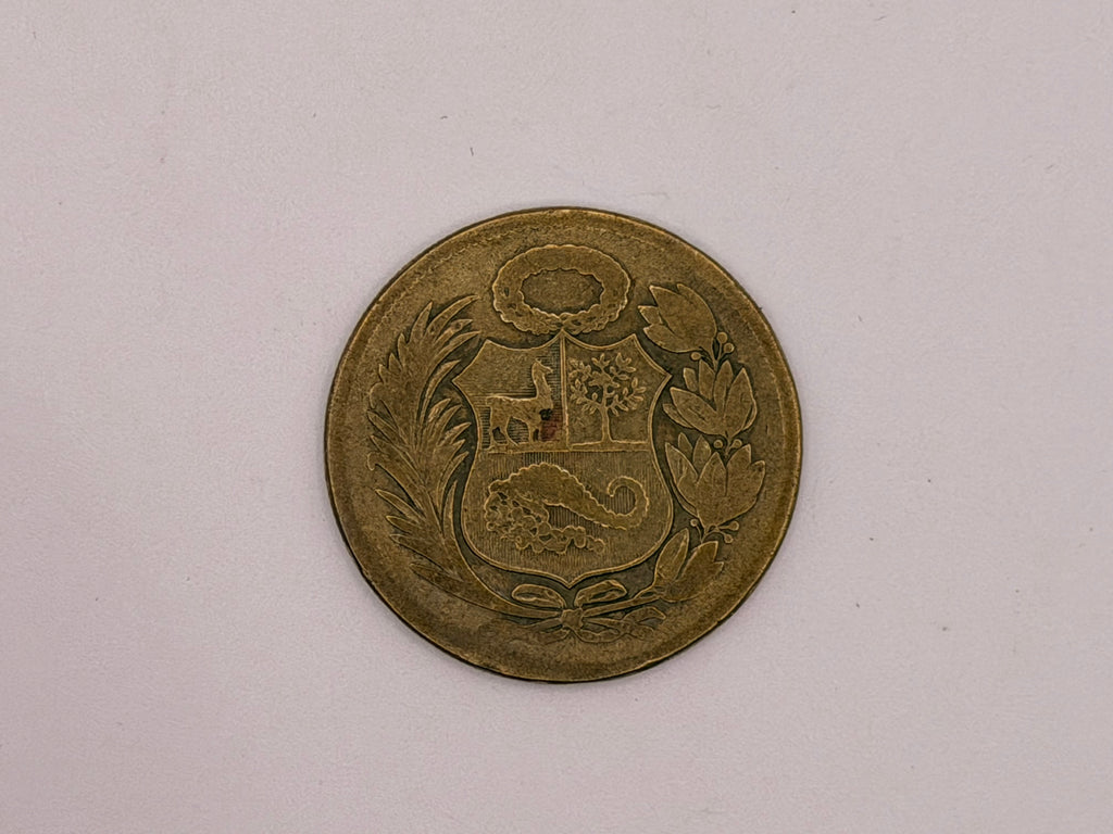 1943 Peru brass 1 Sol de Oro Coin