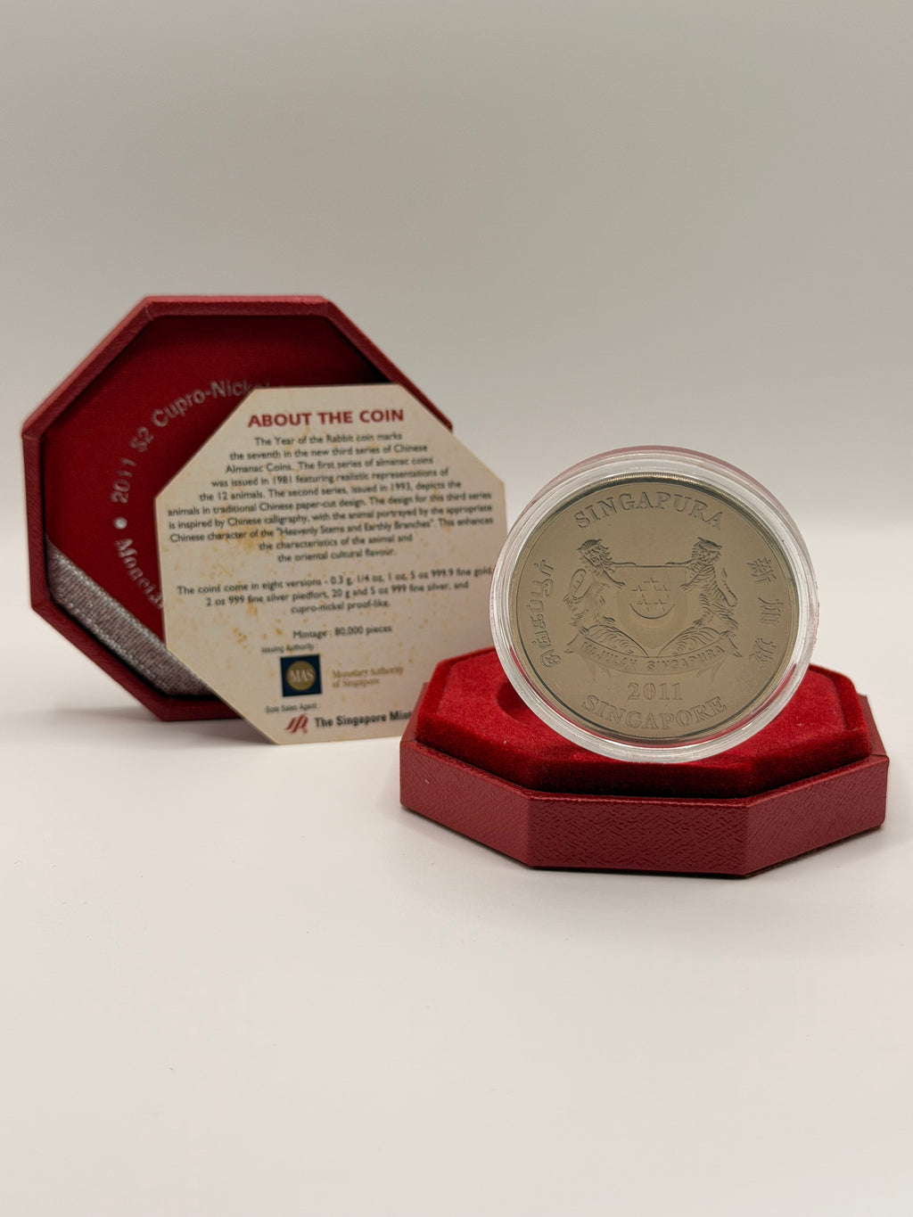 2011 Singapore $2 Cupro-Nickel Coin (Year of the Rabbit)