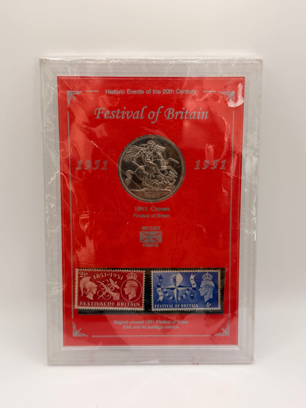1951 The Festival of Britain London Crown Coin & Stamp Present Display Gift Set