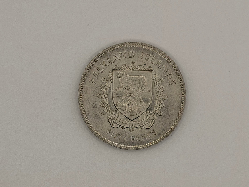 1977 Falkland Islands 50 Pence Coin
