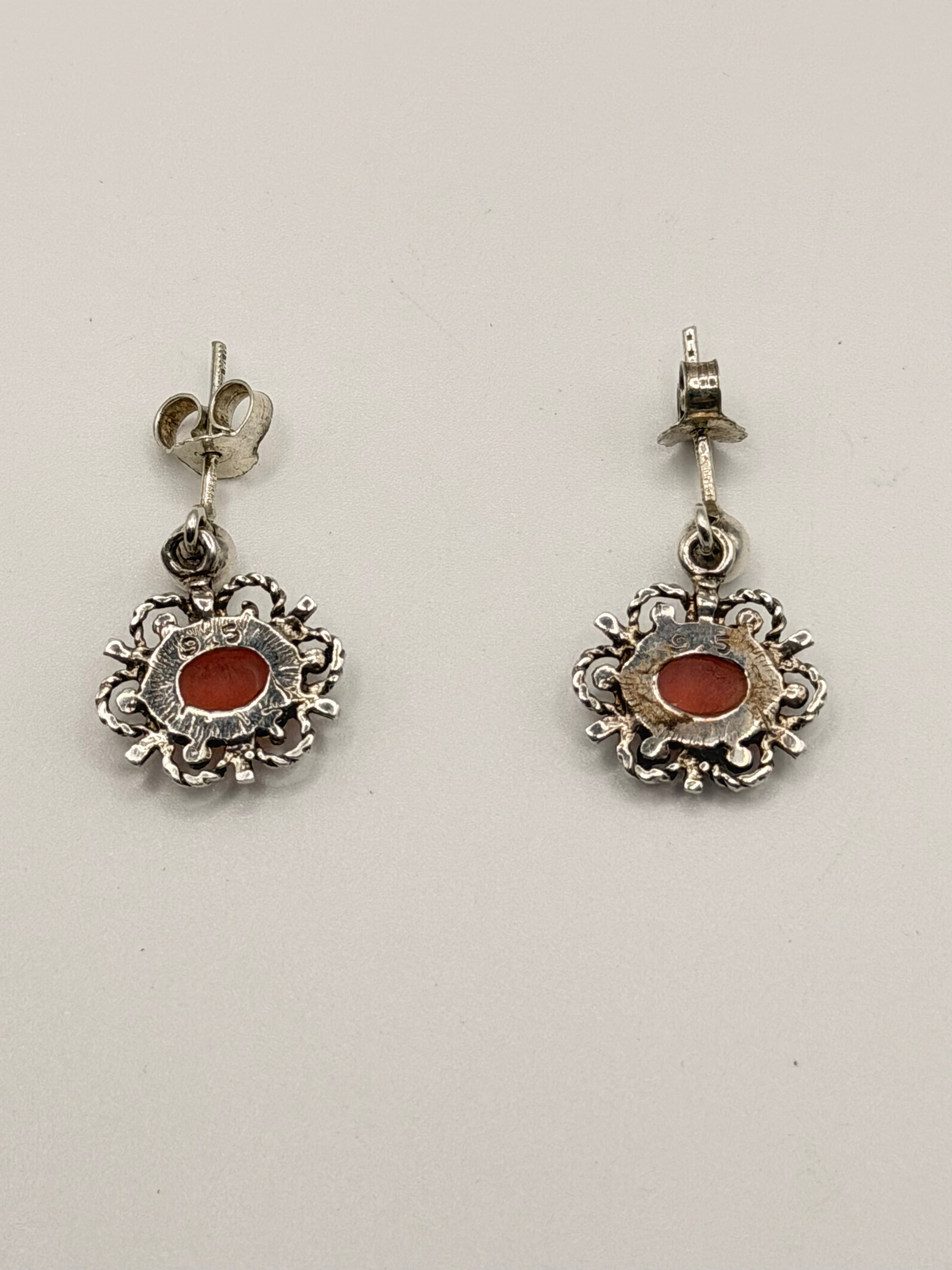 925 Silver Tournament Earrings with Pink Oval Stones