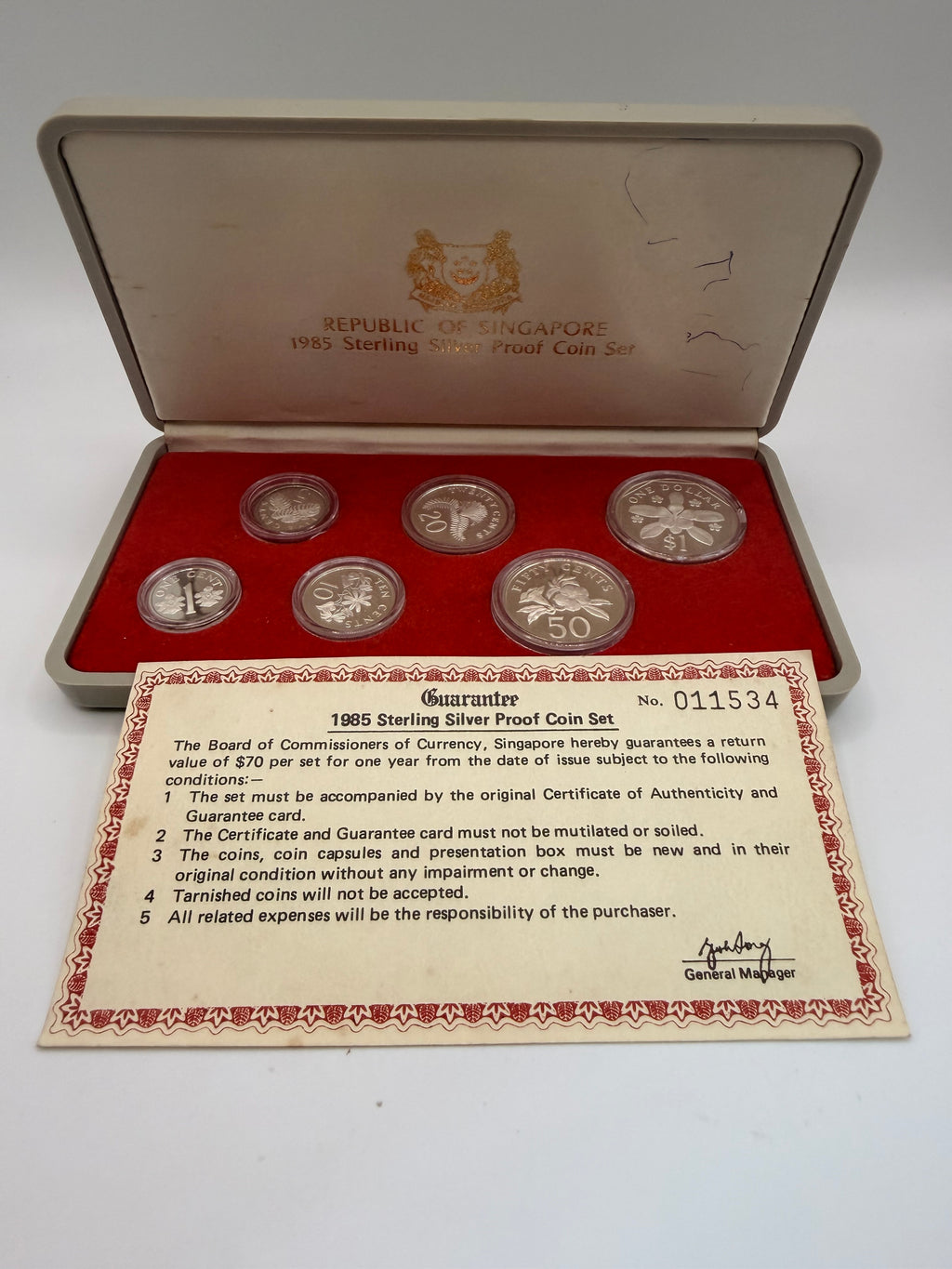 1985年新加坡精制纯银硬币套装