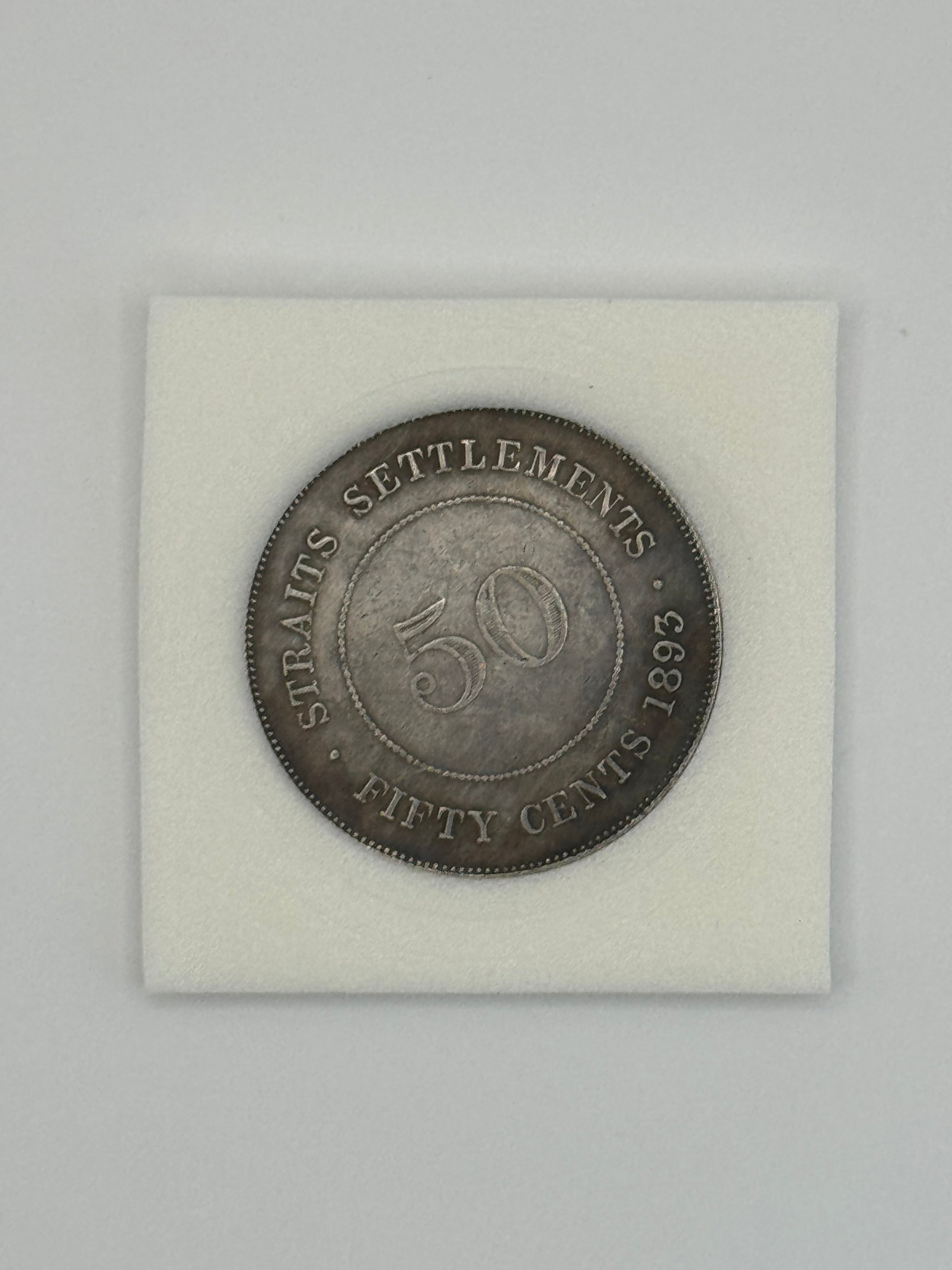 1893 - Straits Settlement 50c Silver Coin