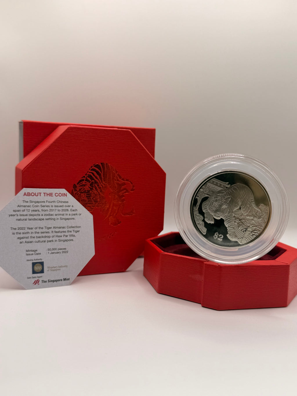 2022 Singapore Lunar $2 Nickel-Plated Zinc Proof-like Coin (Year of Tiger)