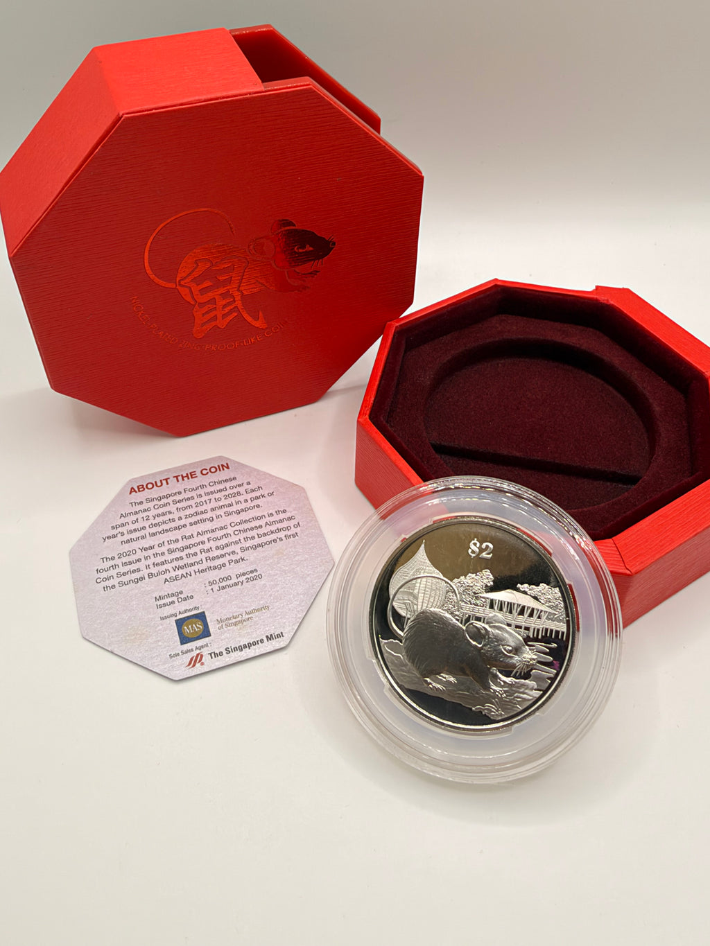 2020 Singapore Lunar $2 Nickel-Plated Zinc Proof-like Coin (Year of Rat)