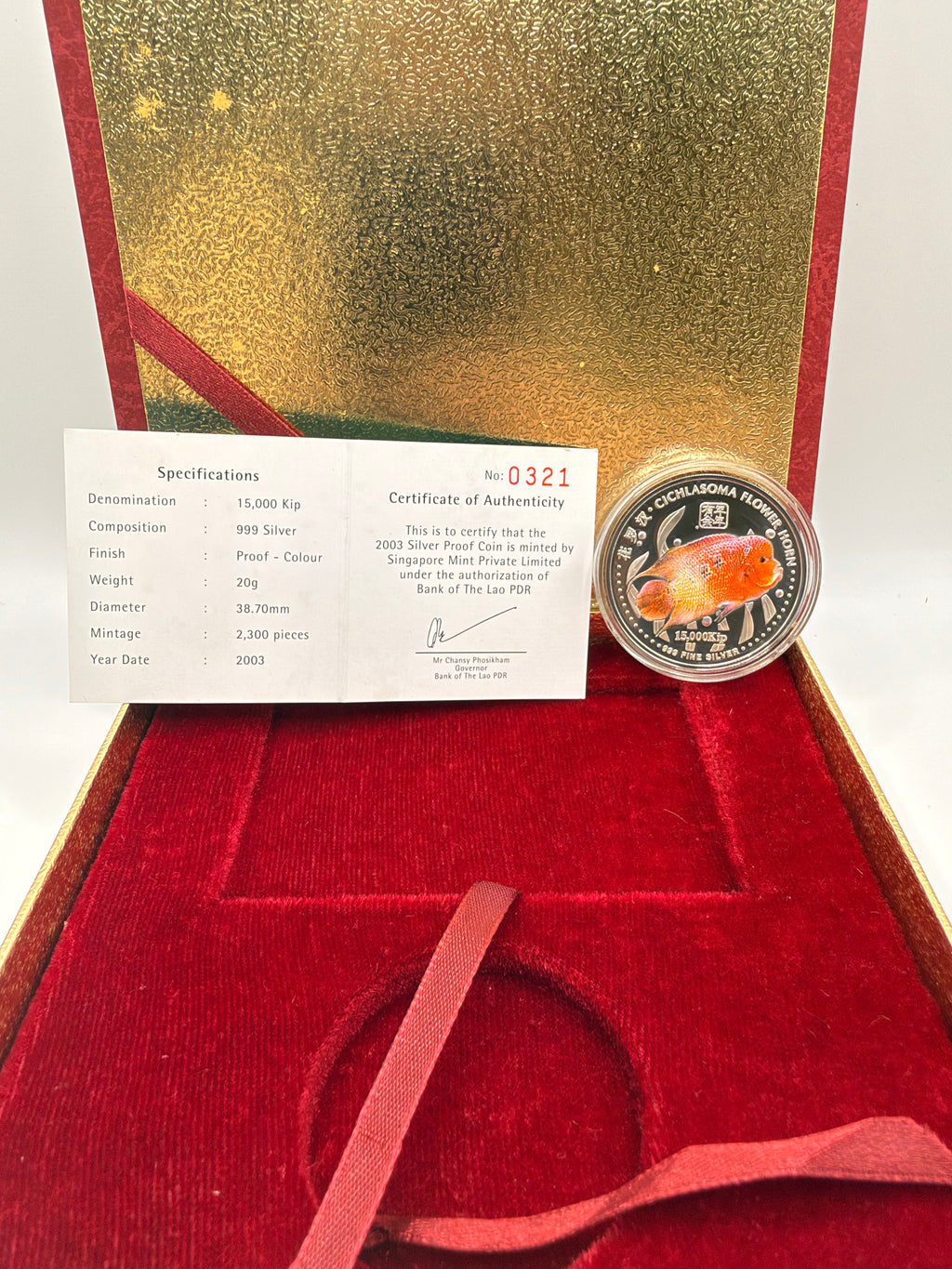 2003 Singapore Bank of The Lao PDR Silver Proof Coin