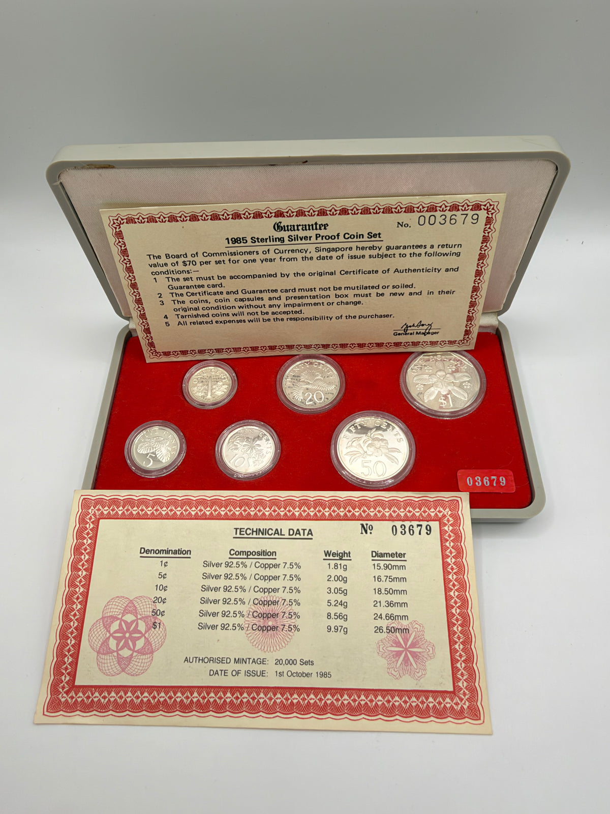1985年新加坡精制纯银硬币套装