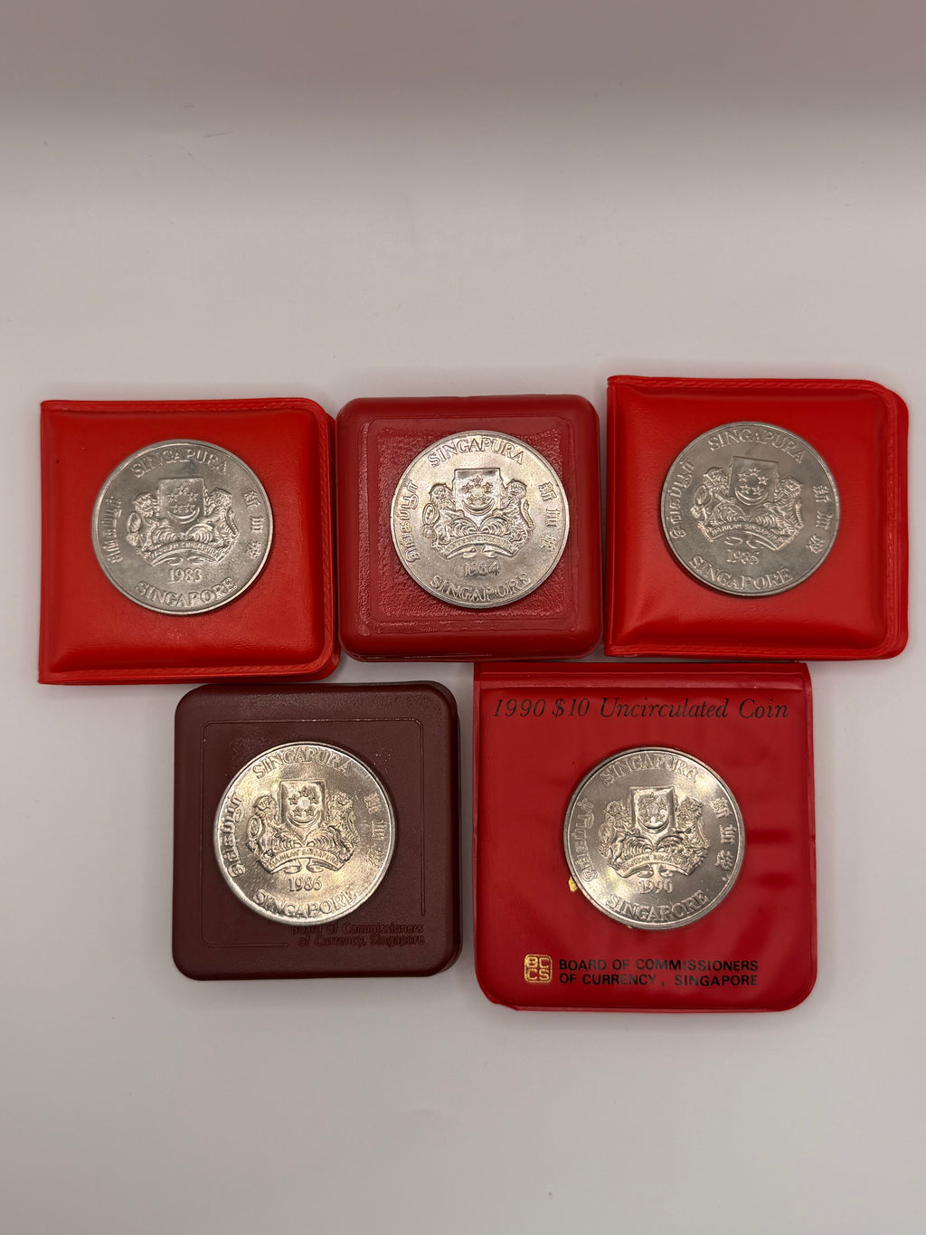 [Set of 5] 1983 - 1990 Singapore Lunar Cupro-Nickel $10 Coins