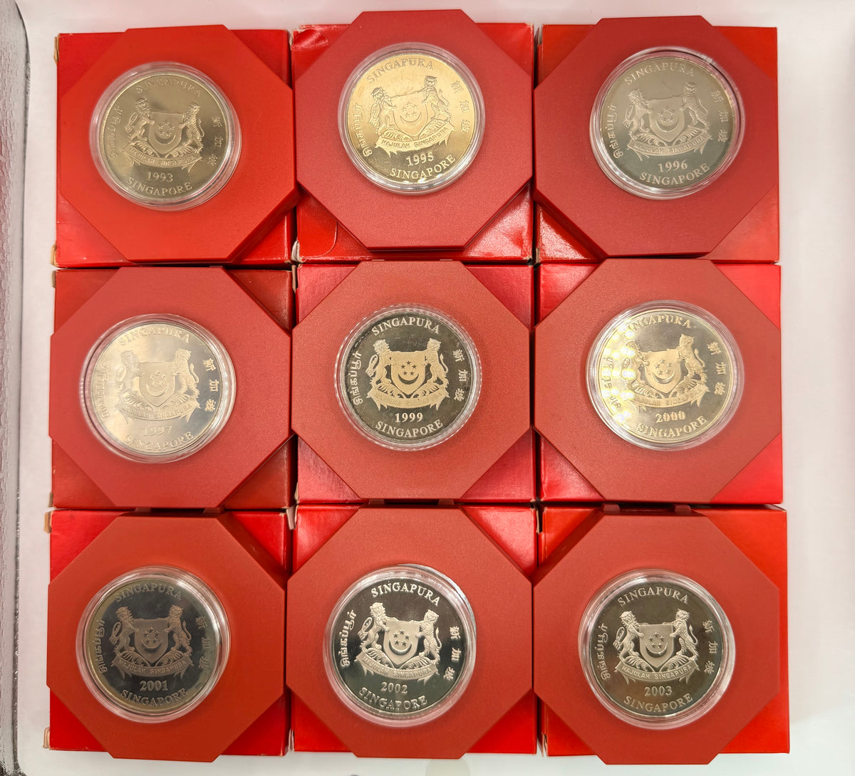 [Set of 9] 1993 - 2003 Singapore Cupro-Nickel Proof-Like Coin