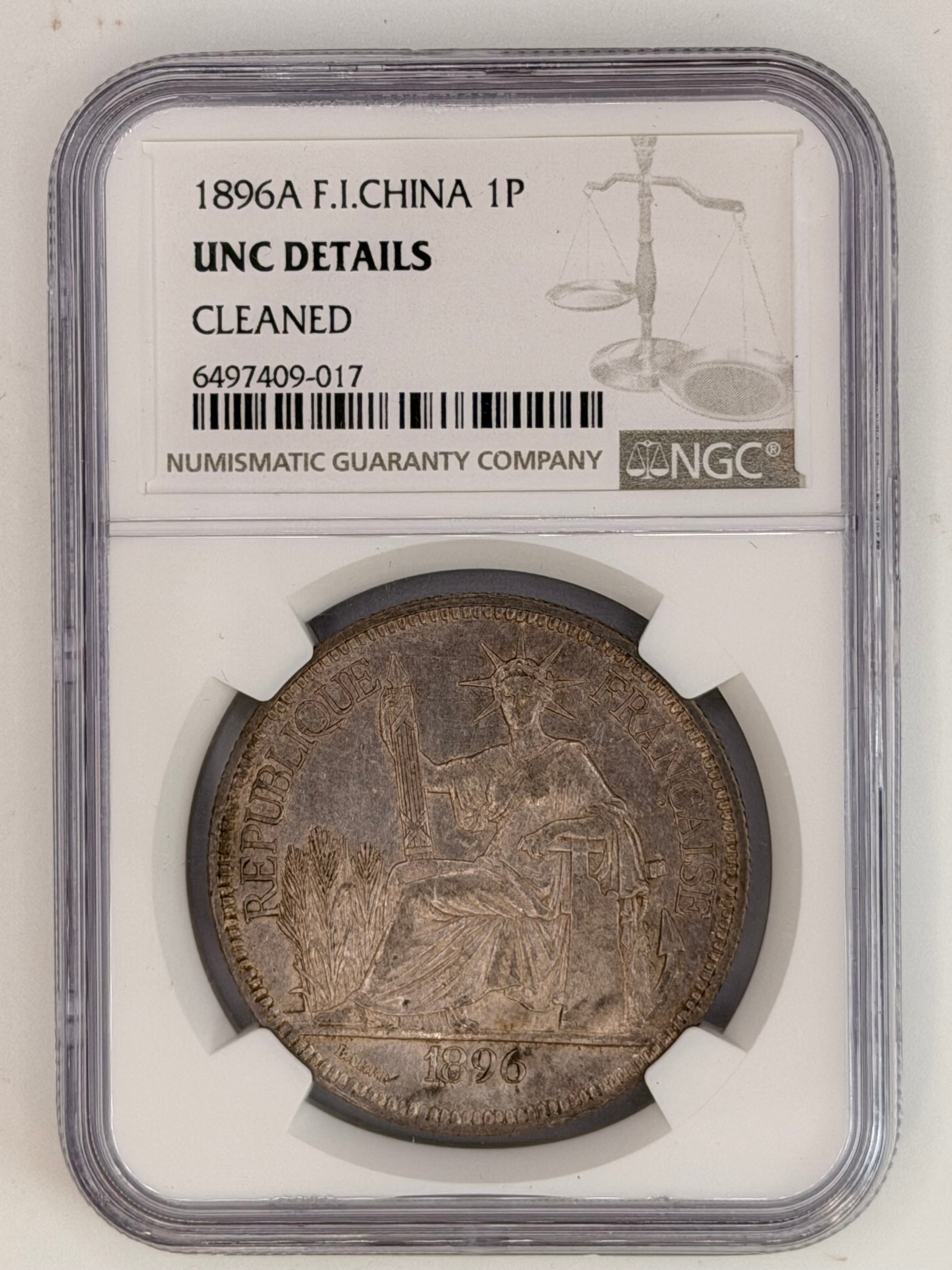 1896A F.I.China 1P UNC Details Cleaned