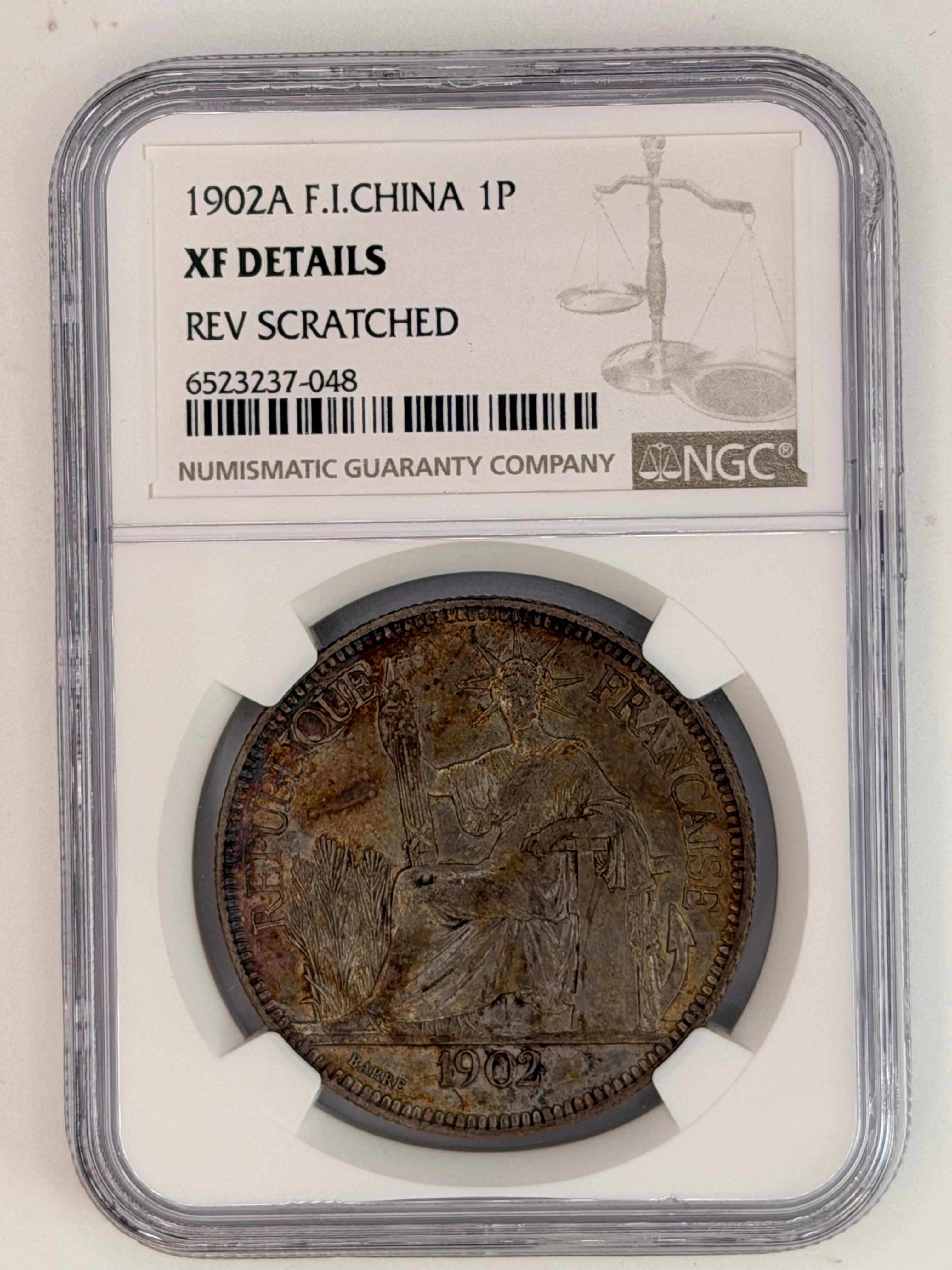 1902A F.I.China 1P XF Details Rev Scratched