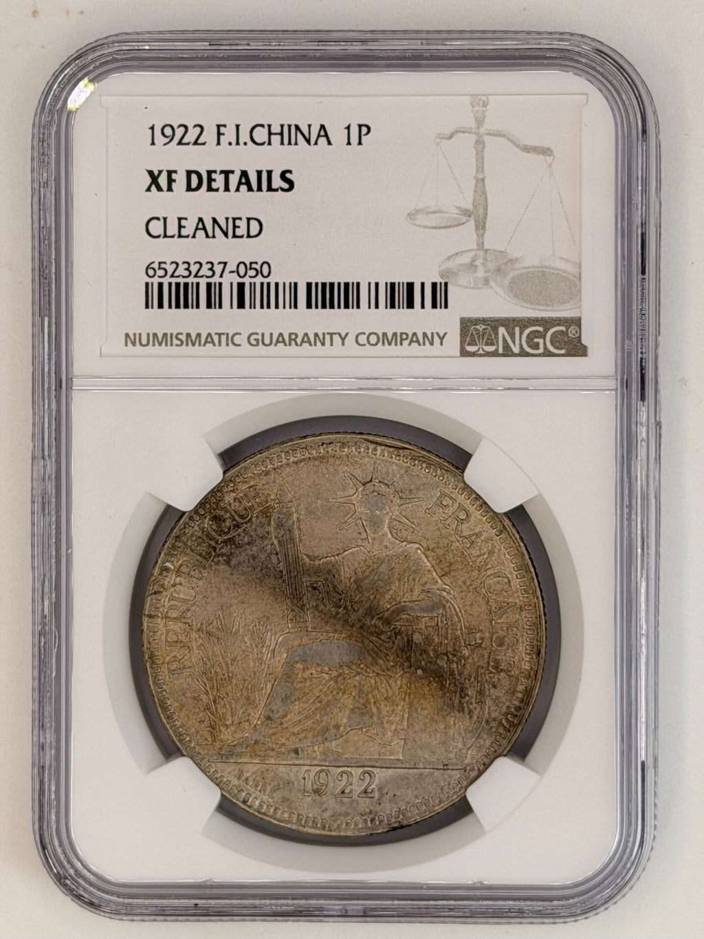 1922 China 1P XF Details Cleaned Republic Silver Coin Obverse
