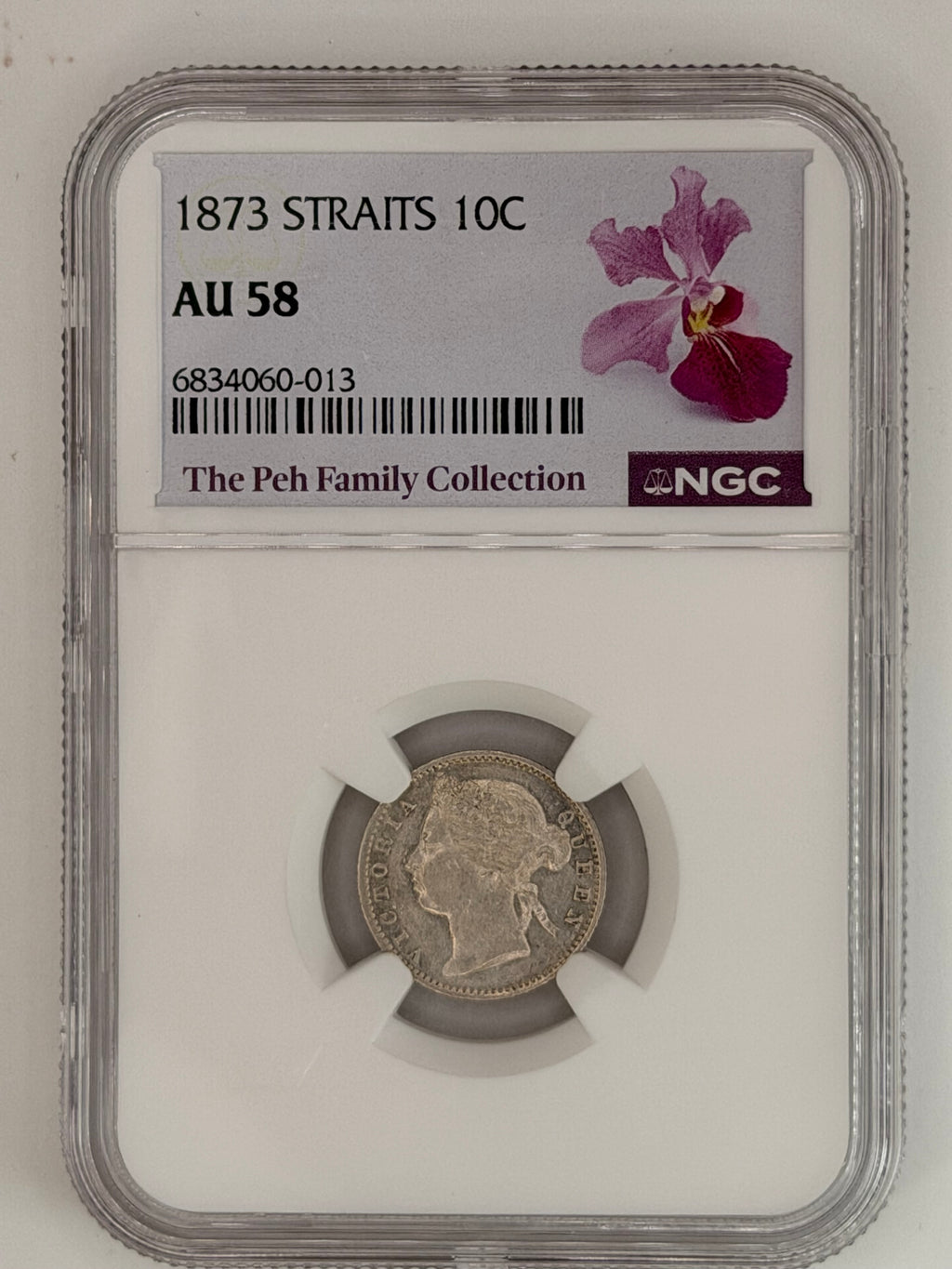 1873年海峡殖民地10分，AU58
