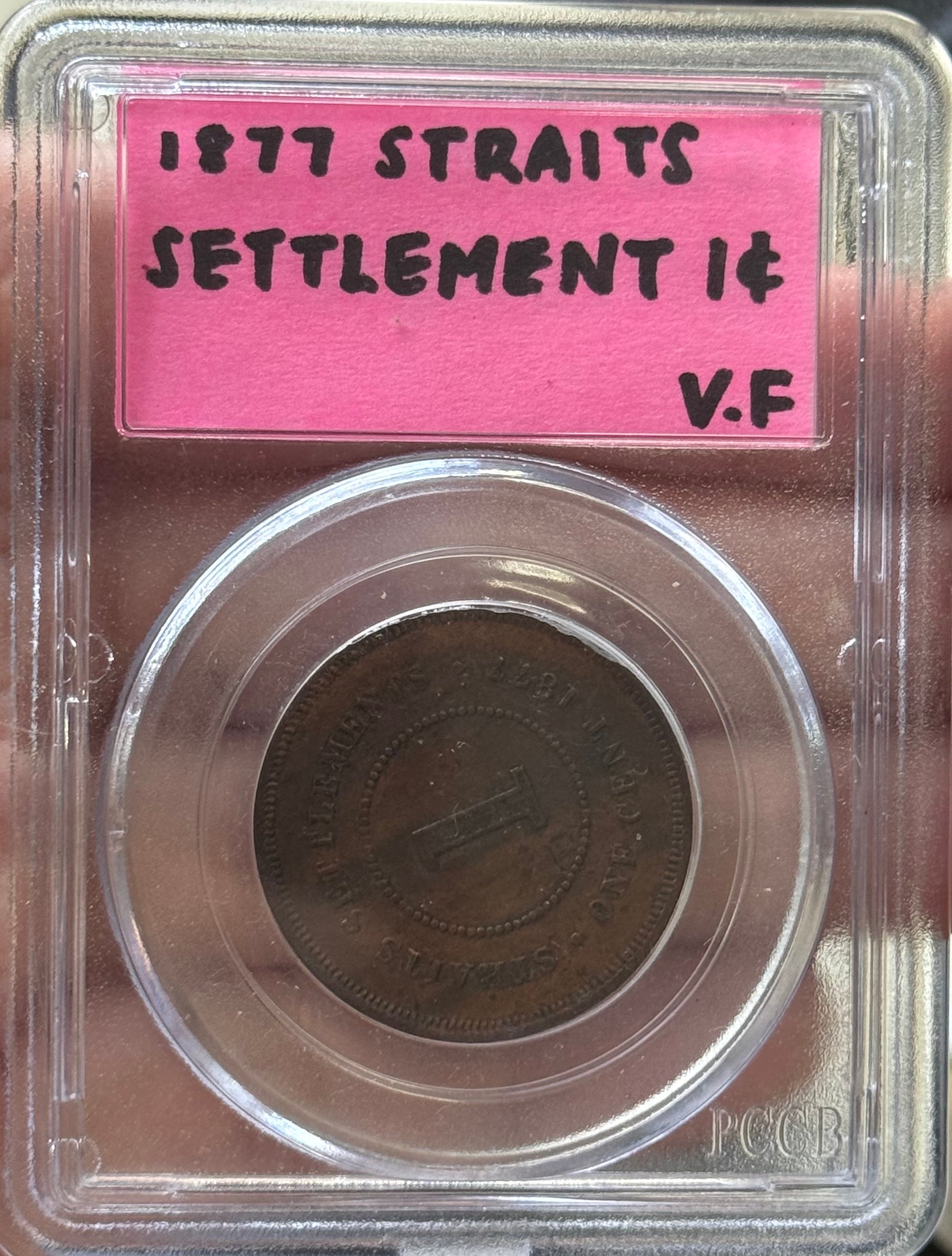 1877 - Straits Settlement 1c V.F