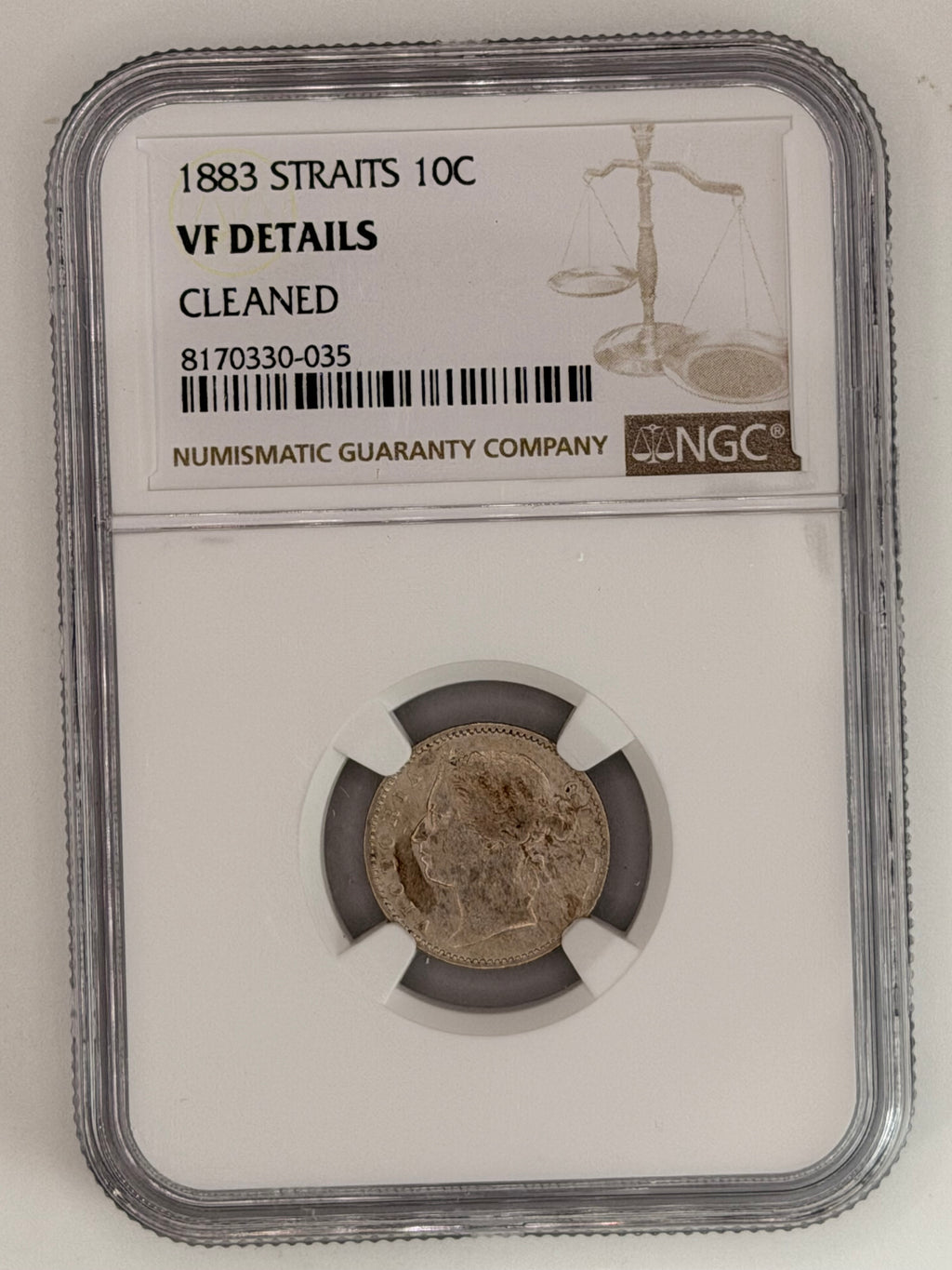 1883 年 - 海峡群岛 10 分，品相极佳，细节已清洗