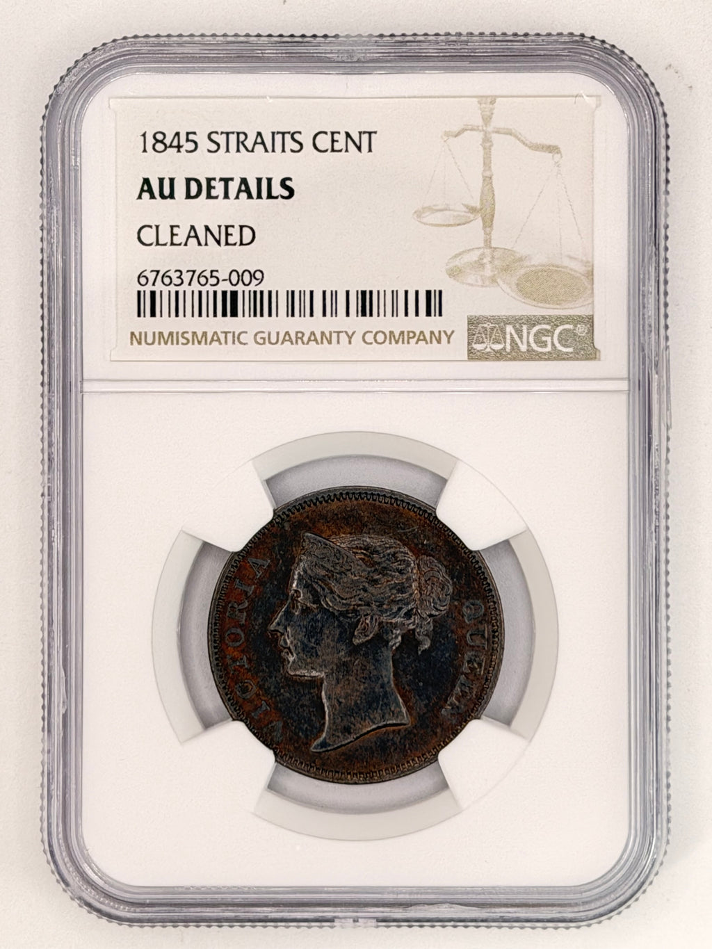 1845 - Straits Cent AU Details Cleaned