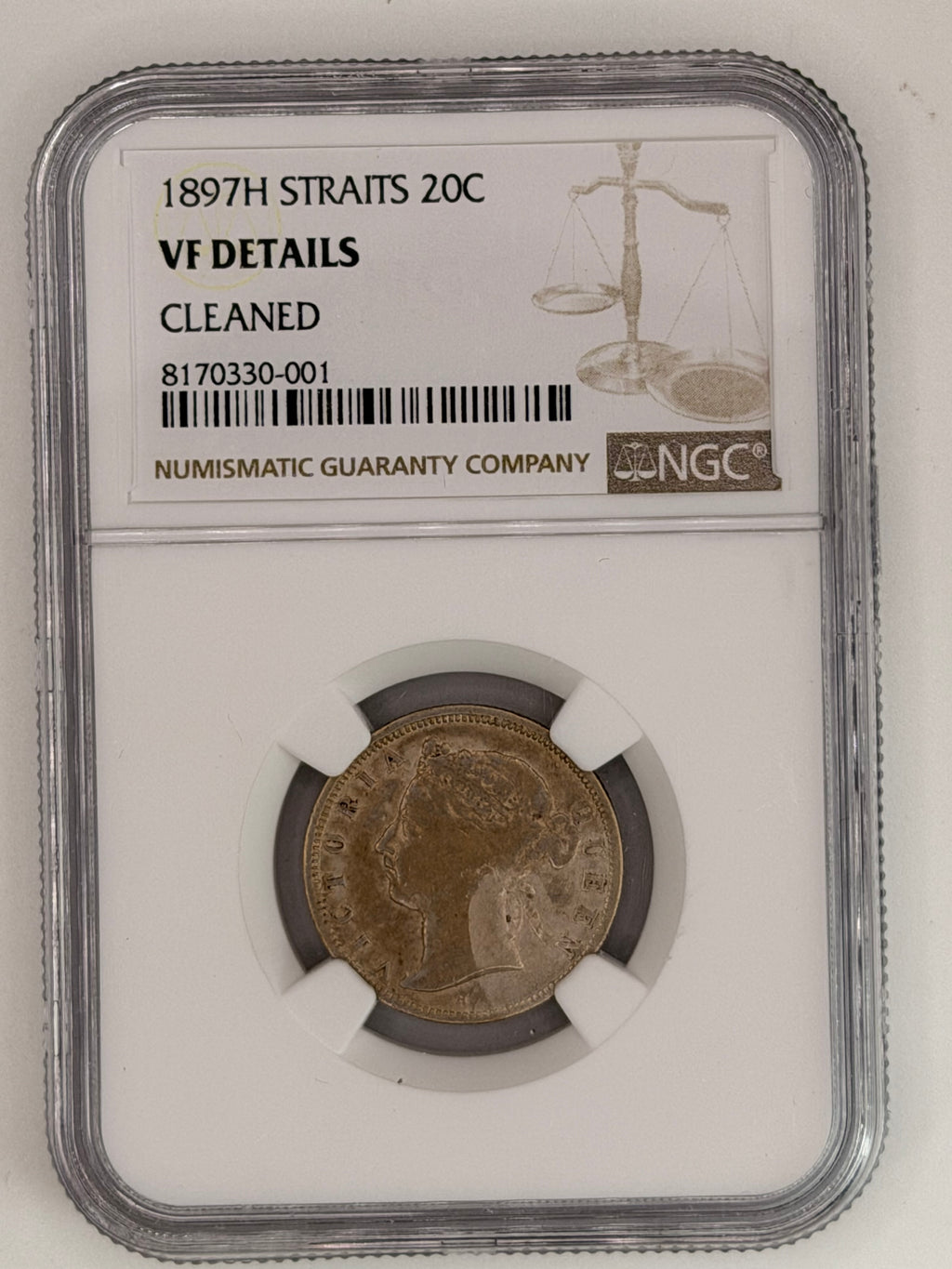 1897H - Straits 20C VF Details Cleaned