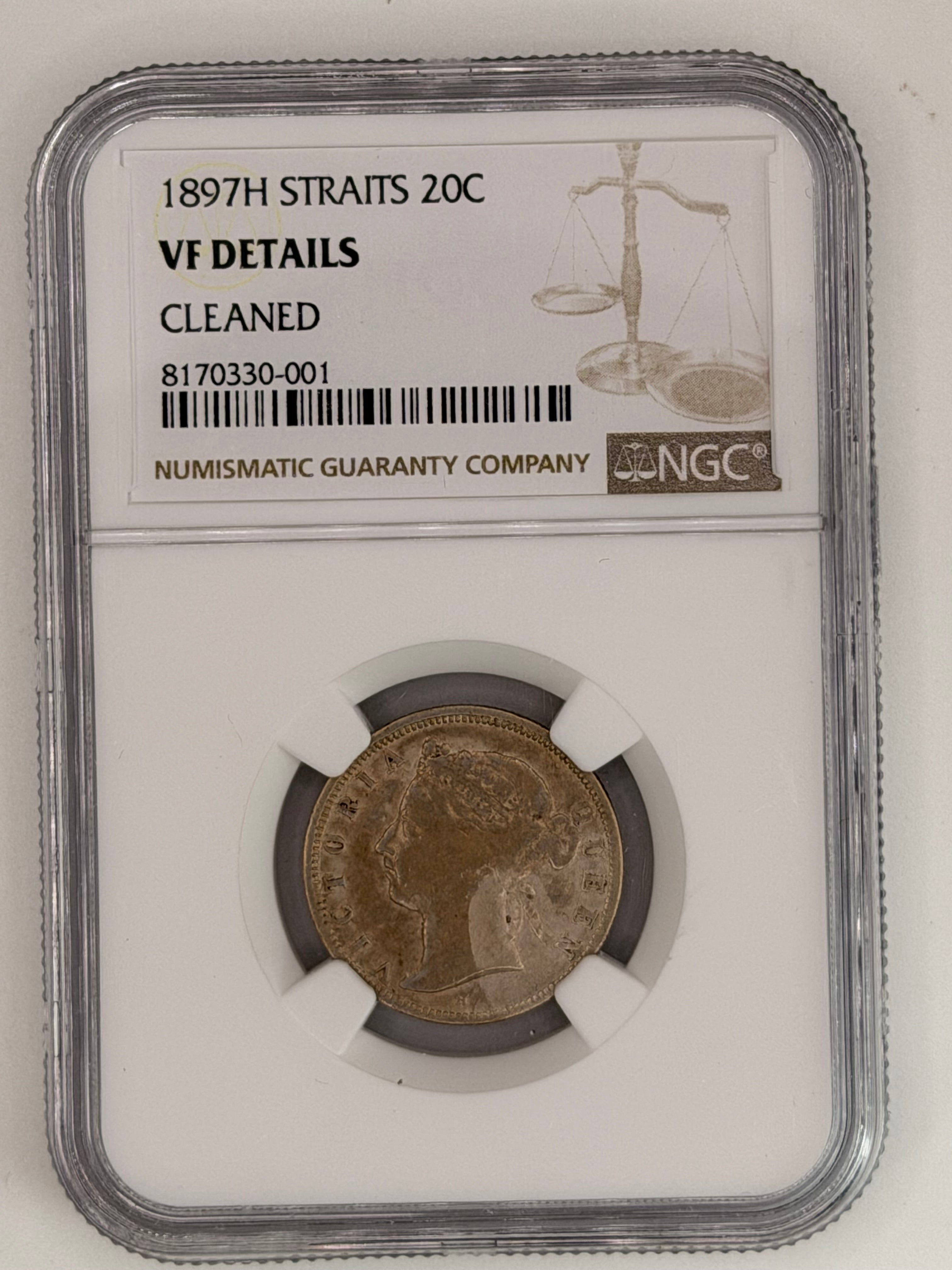 1897H - Straits 20C VF Details Cleaned