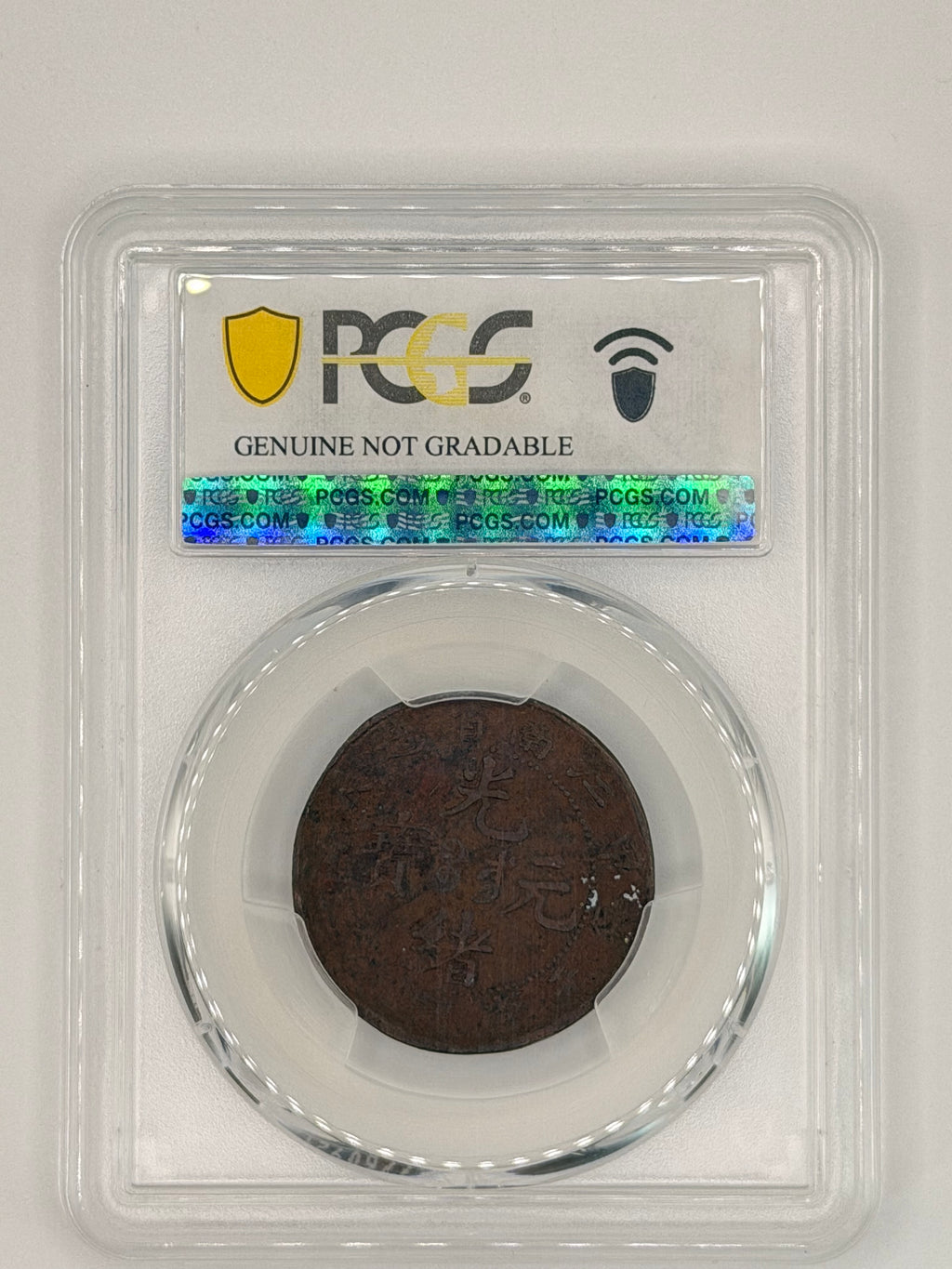 1904 China Kiangnan 10 Cash PCGS Genuine Edge Damaged F Detail Qing Copper Coin Reverse