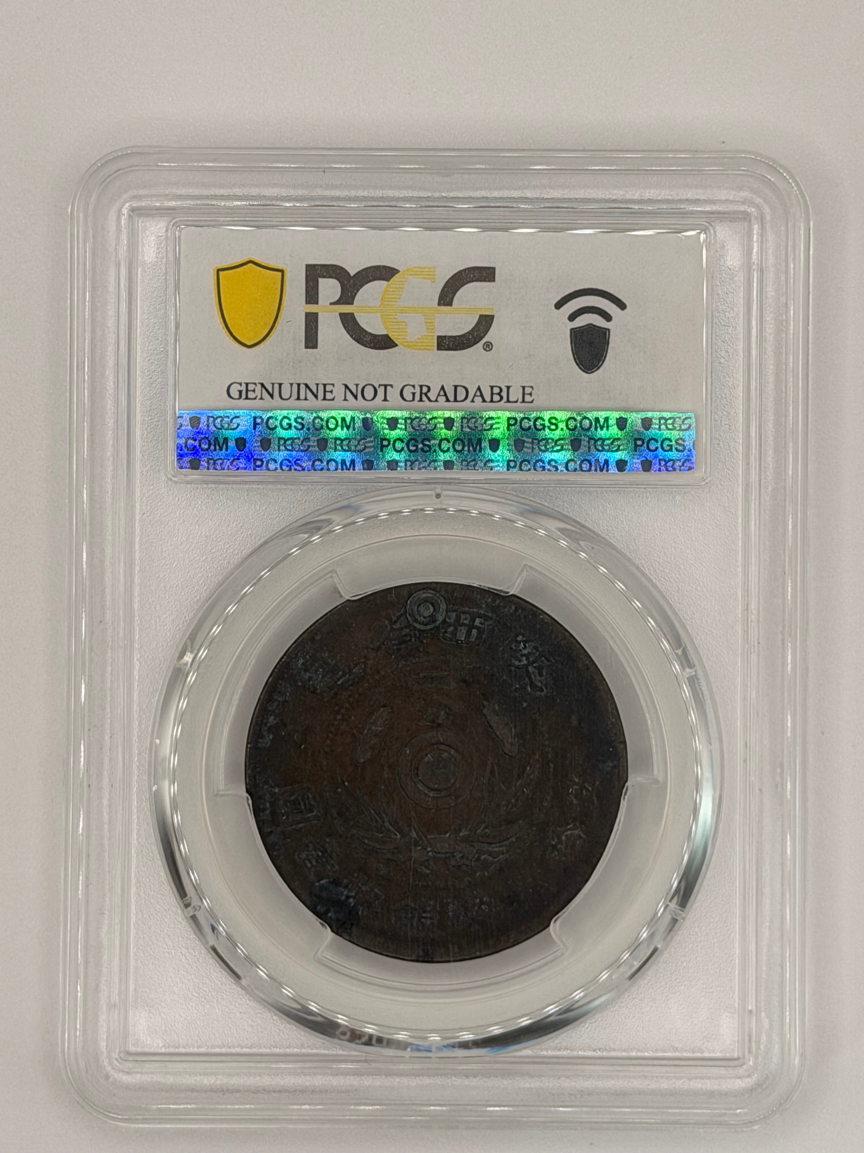 1928 China Shensi 2 Cents PCGS Genuine Damage XF Detail Republic Shaanxi Copper Coin Reverse