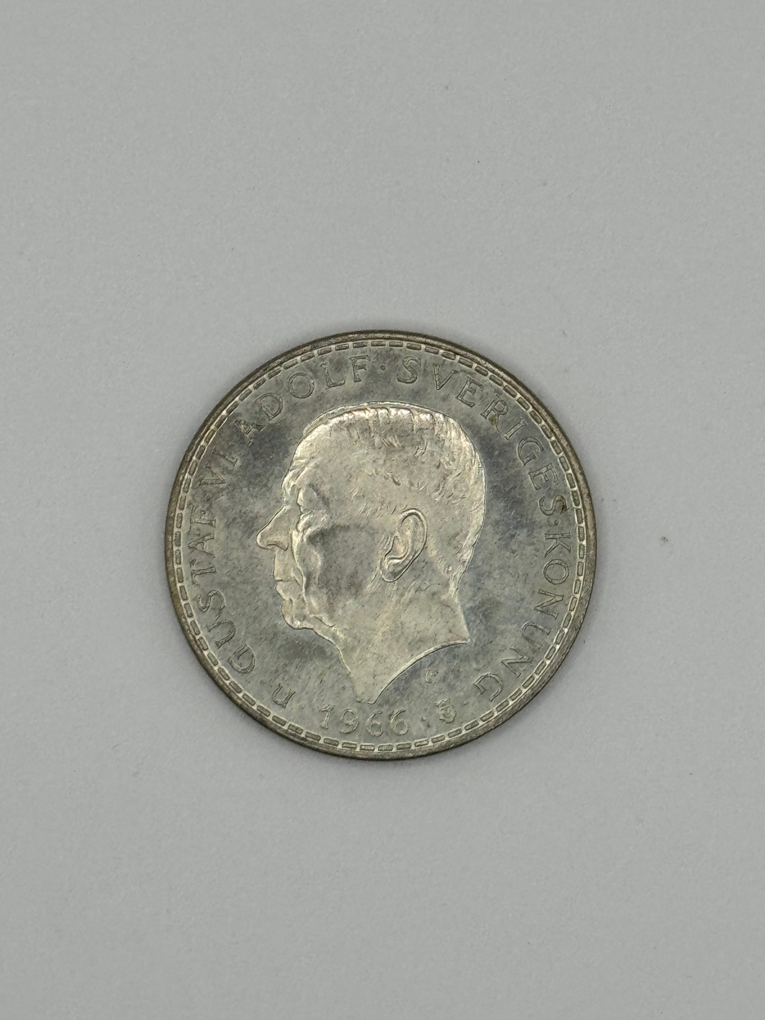 1966 年 - 瑞典 5 克朗古斯塔夫六世阿道夫银币