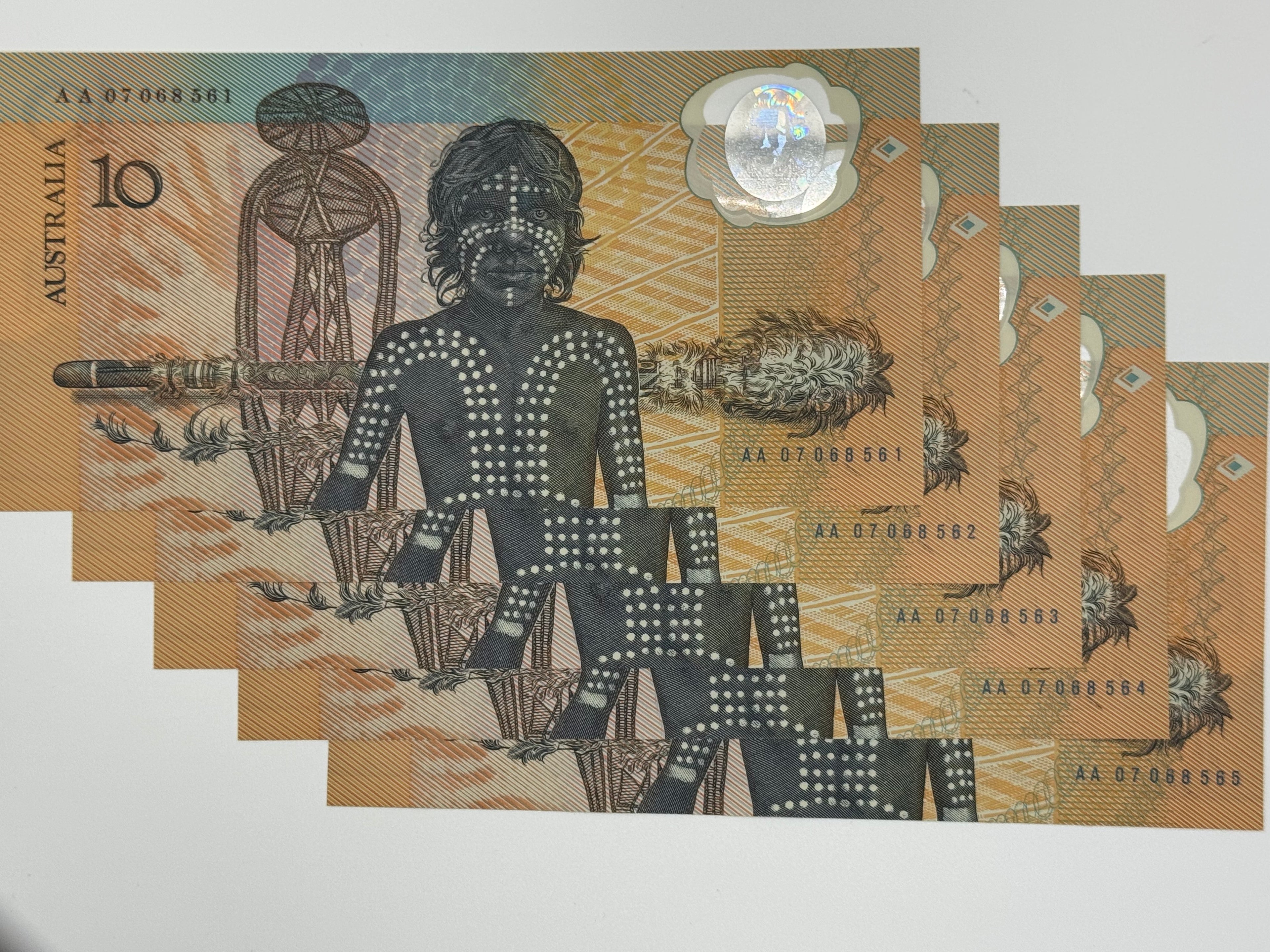 [Set of 5] - 1988 Australia Commemorative $10 Note