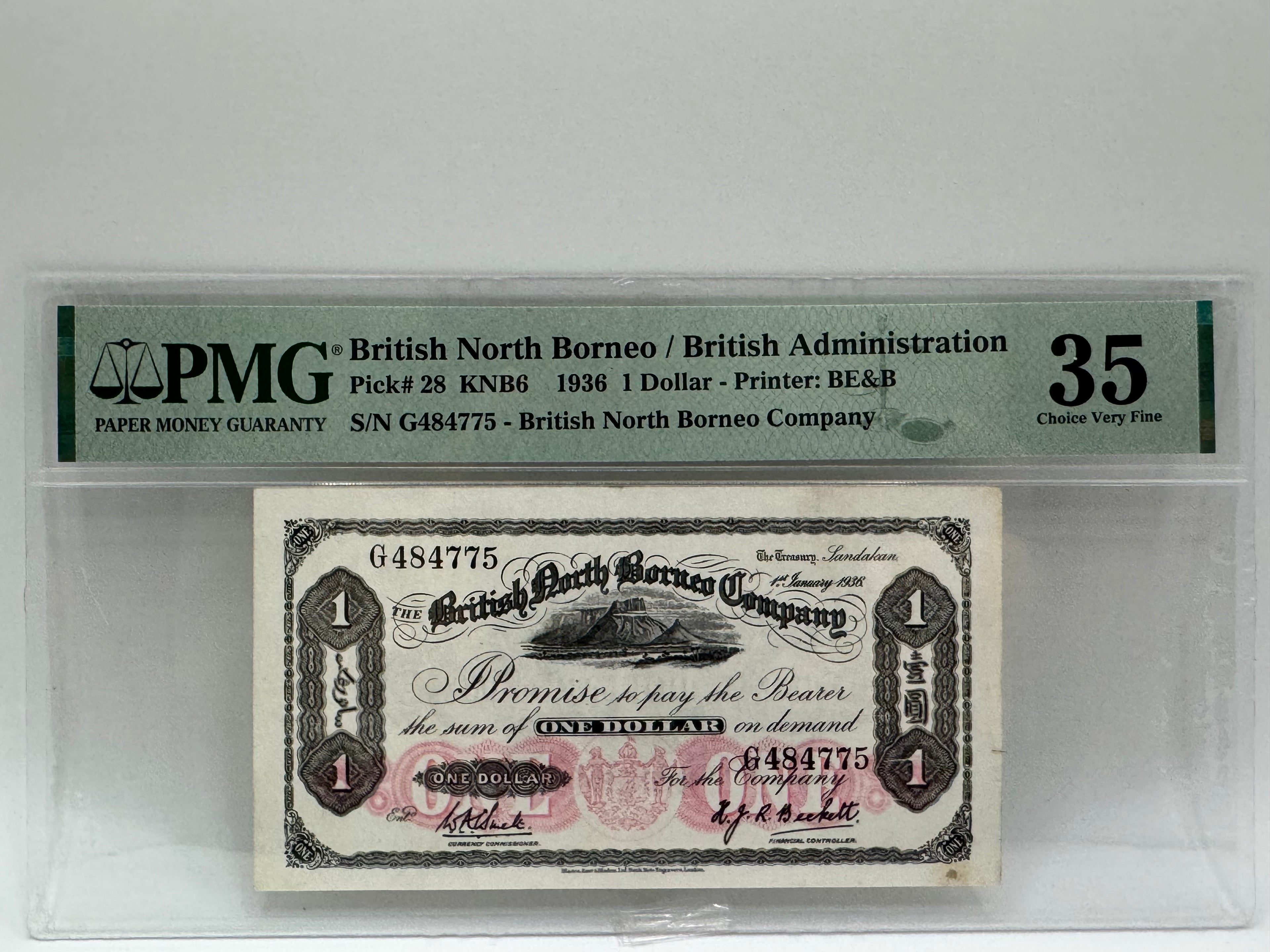 1936 British North Borneo $1 Bank Note