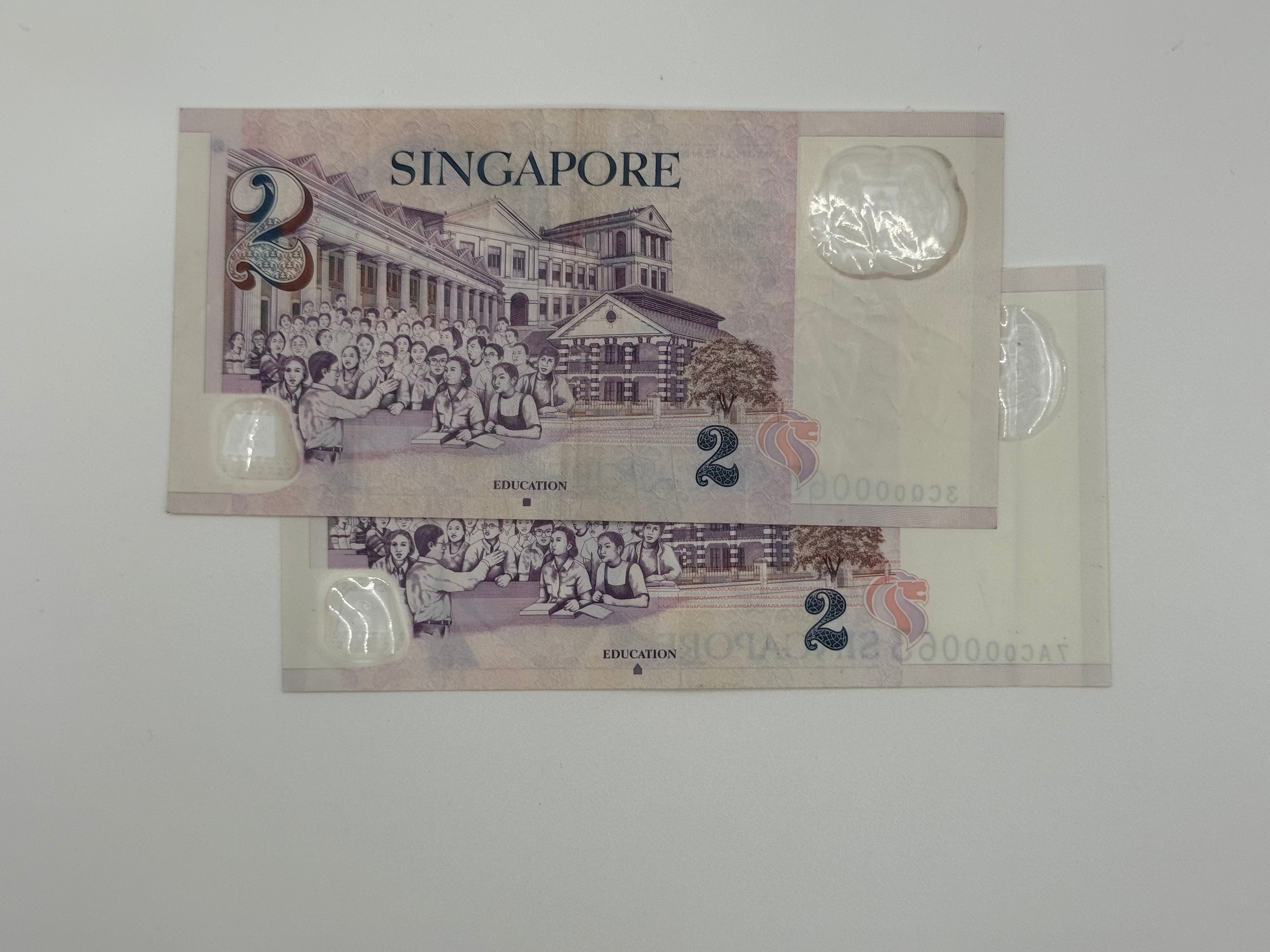 [Set of 2] - Singapore $2 Bank Note