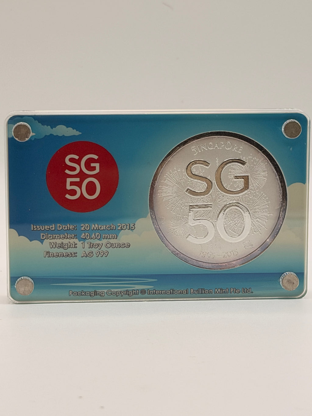 2015年新加坡庆祝SG50鱼尾狮新加坡银币