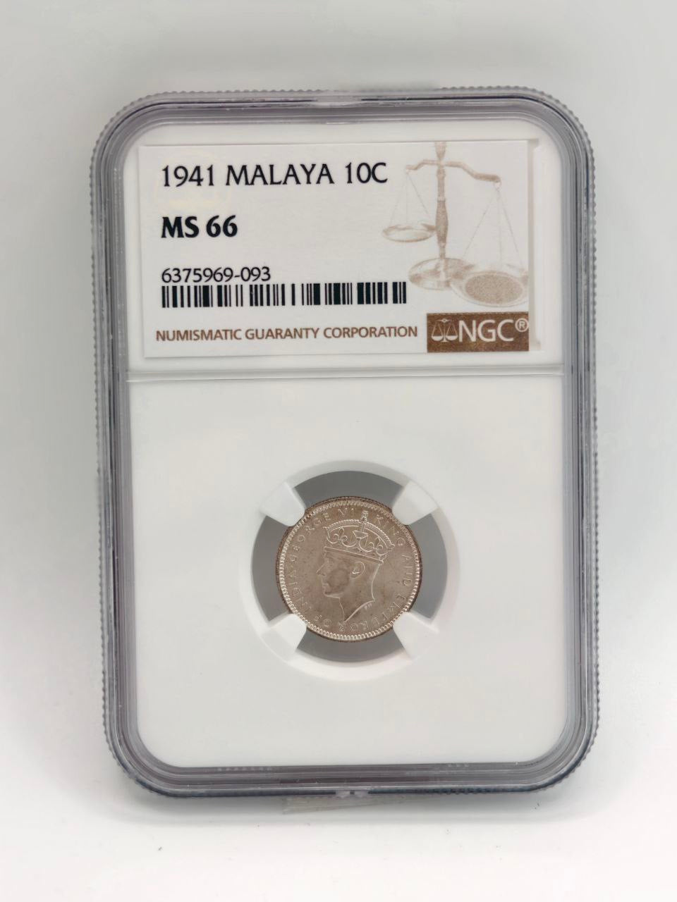 1941 - Malaya 10c MS66