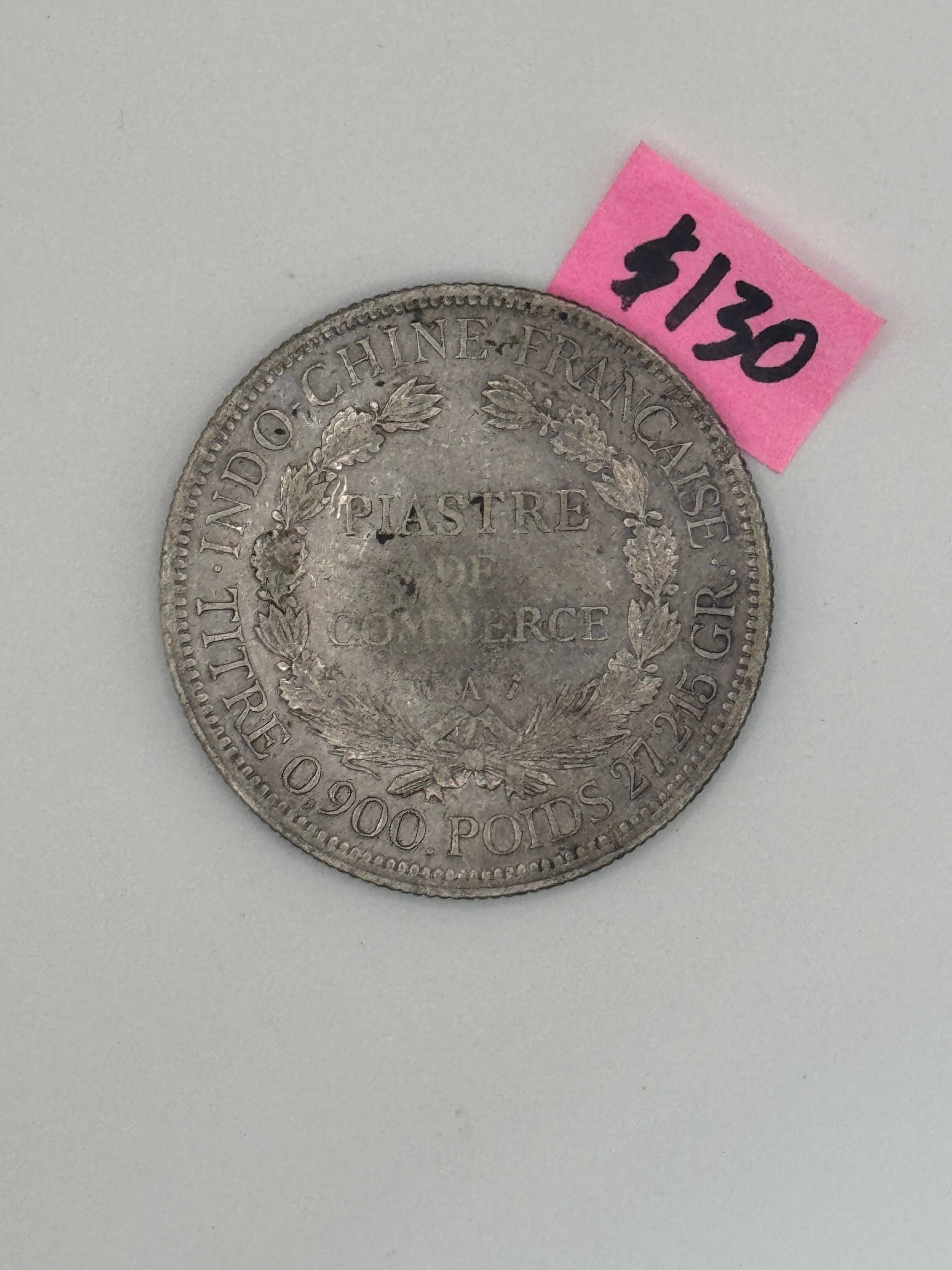 1895 - 1928 - French Indo China 1 Piastre Silver Coin