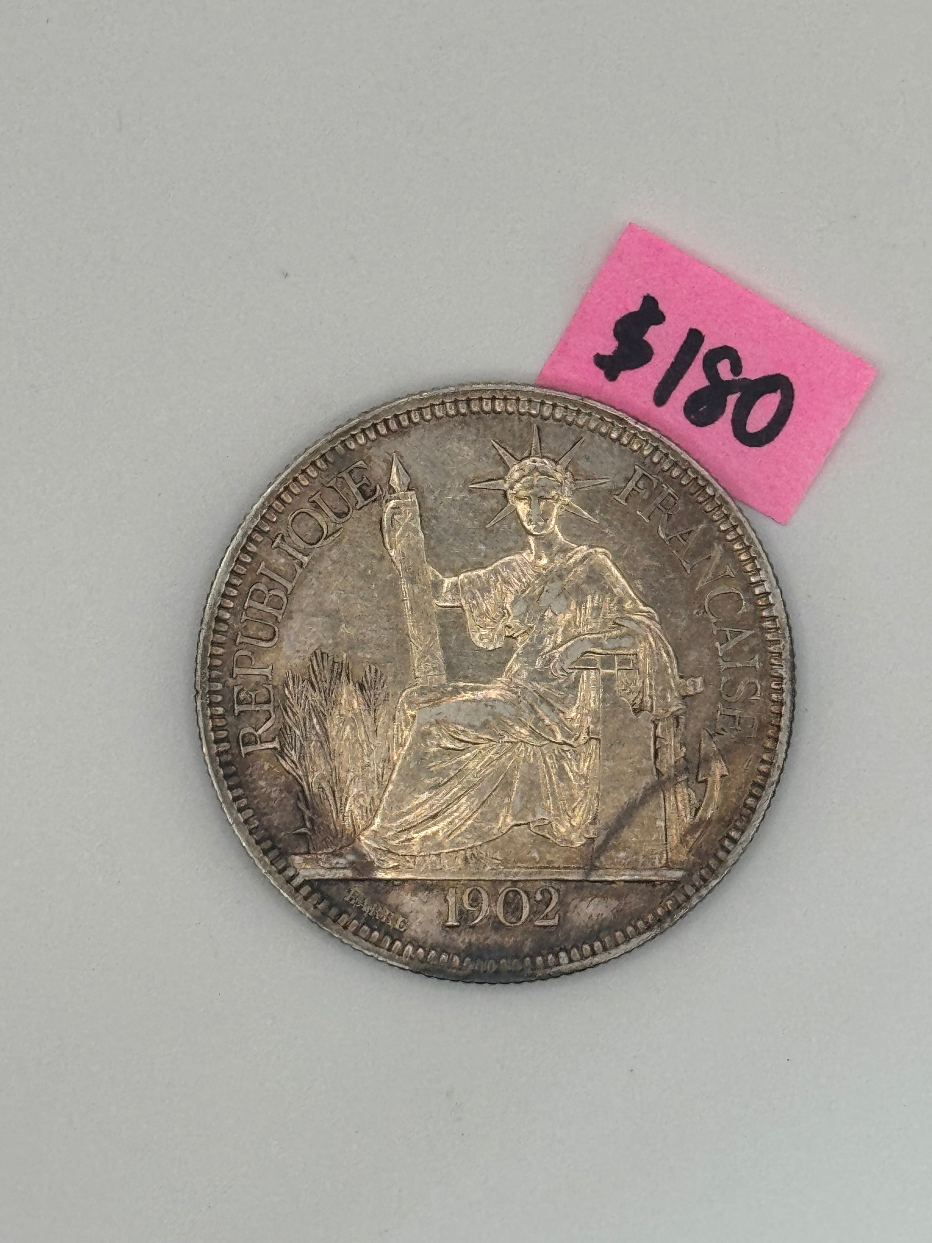 1895 - 1928 - French Indo China 1 Piastre Silver Coin
