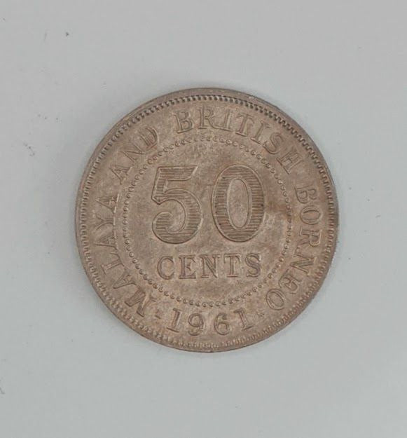 1954 - 1961 - Malaya & British Borneo 50c Silver Coin