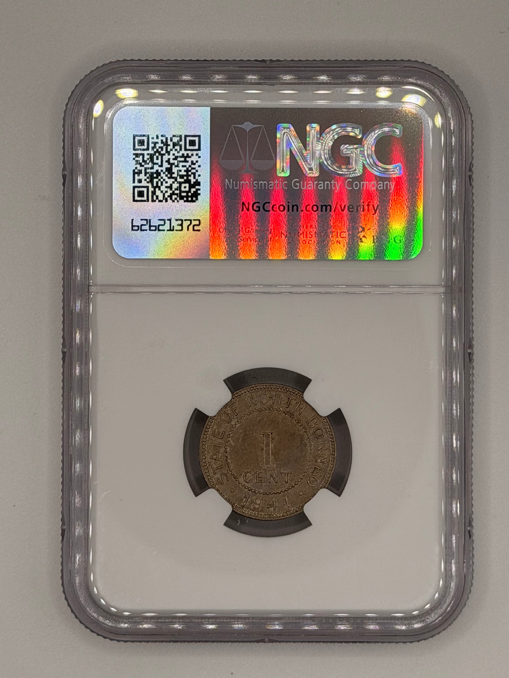 1941H British North Borneo 1 Cent UNC Details Rev Cleaned Colonial Bronze Coin Reverse