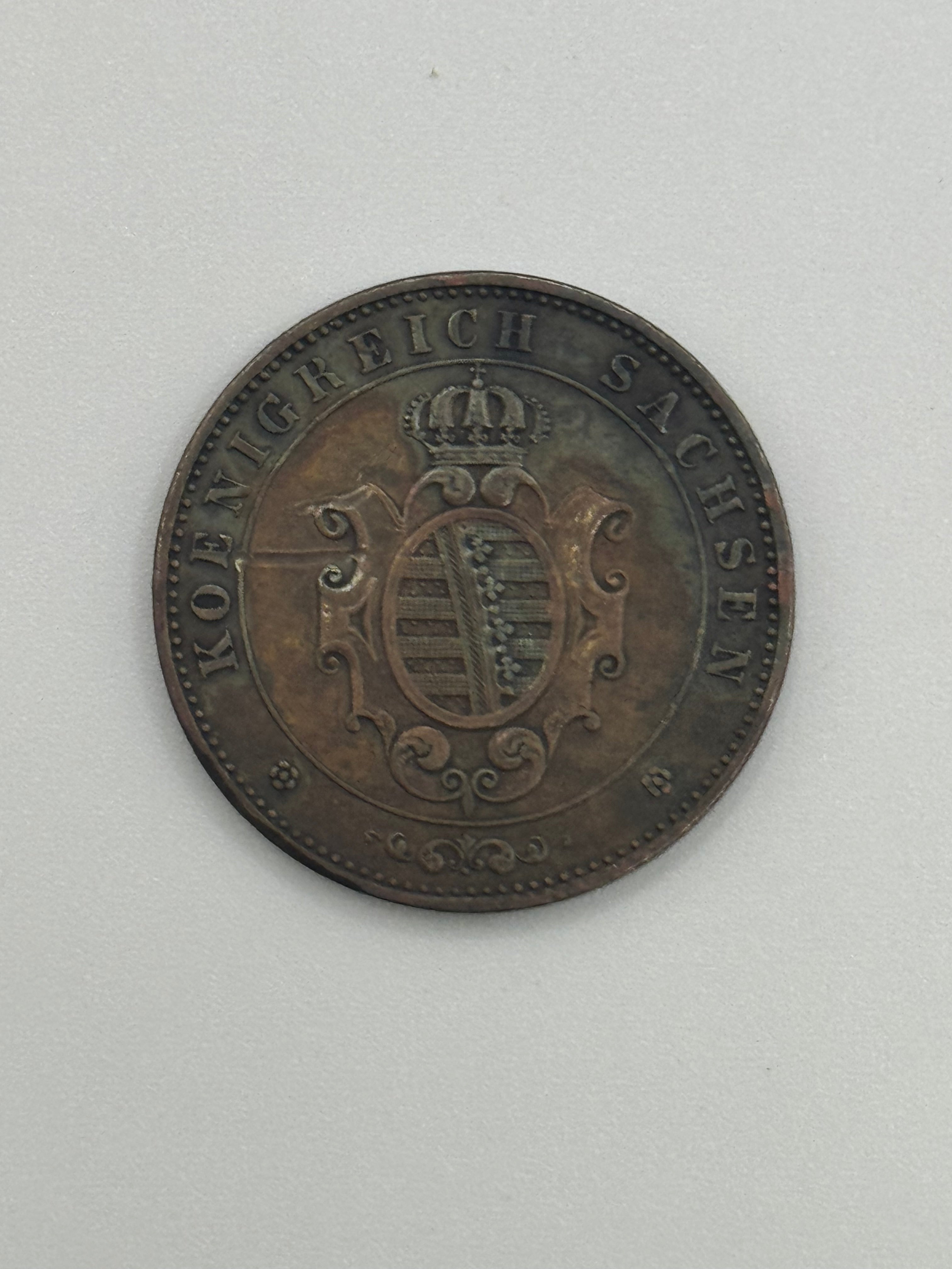 1869 - Kingdom of Saxony 5 Pfennige Copper Coin