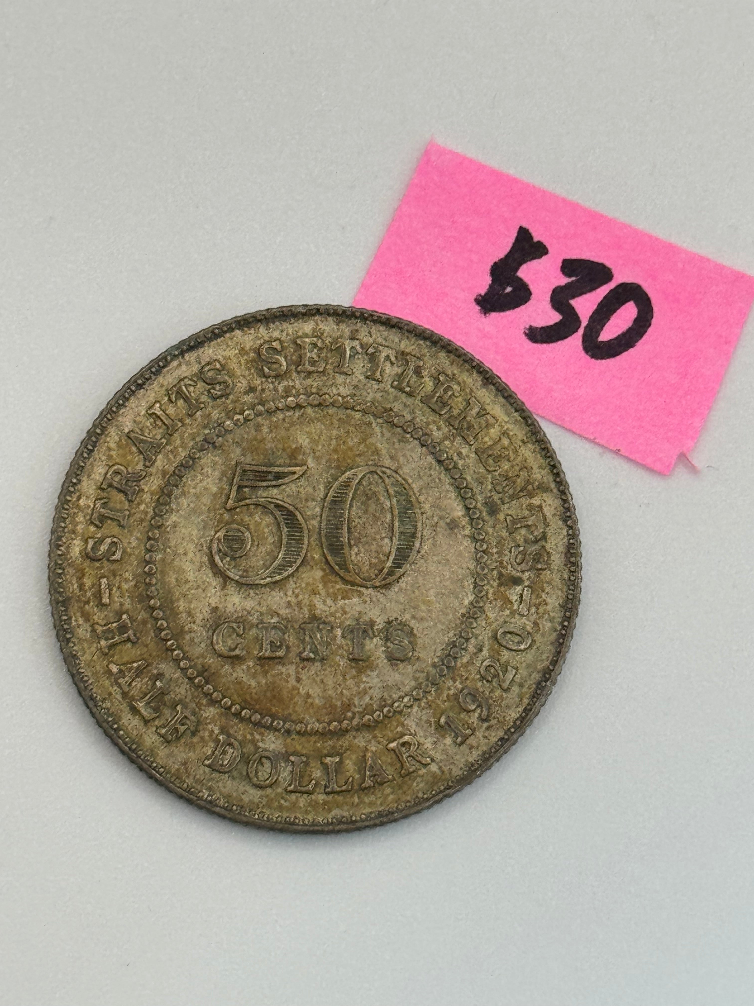 1920 - Straits Settlement 50c Coin