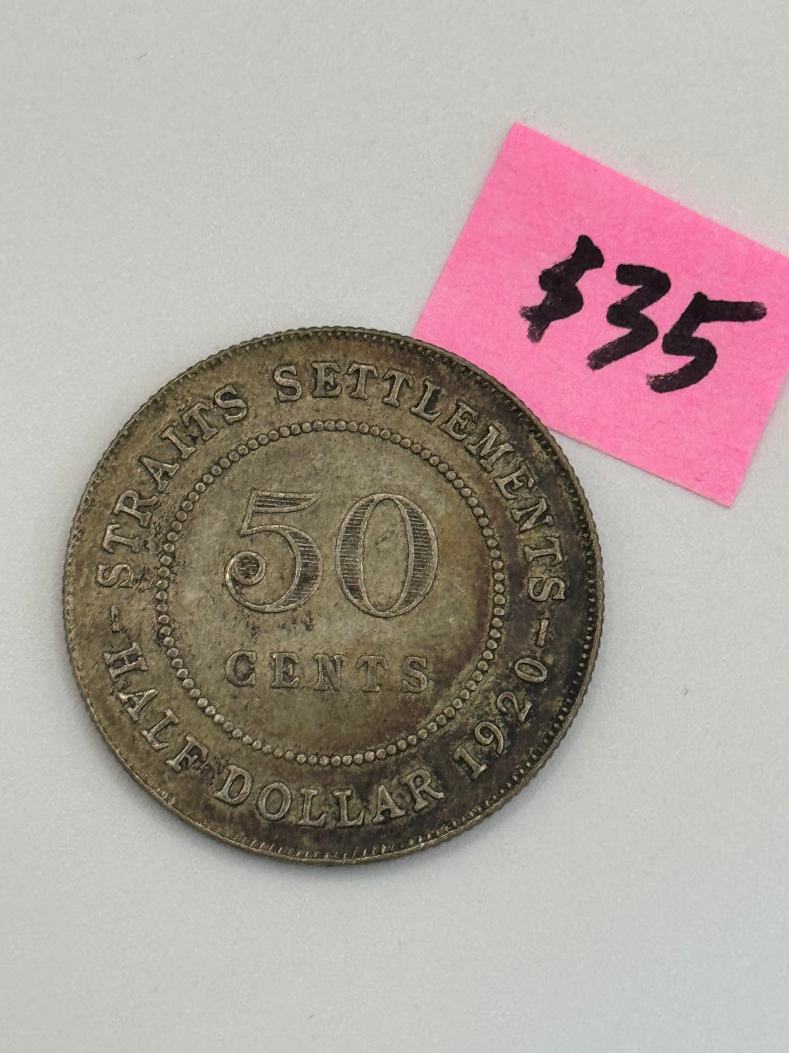 1920 - Straits Settlement 50c Coin