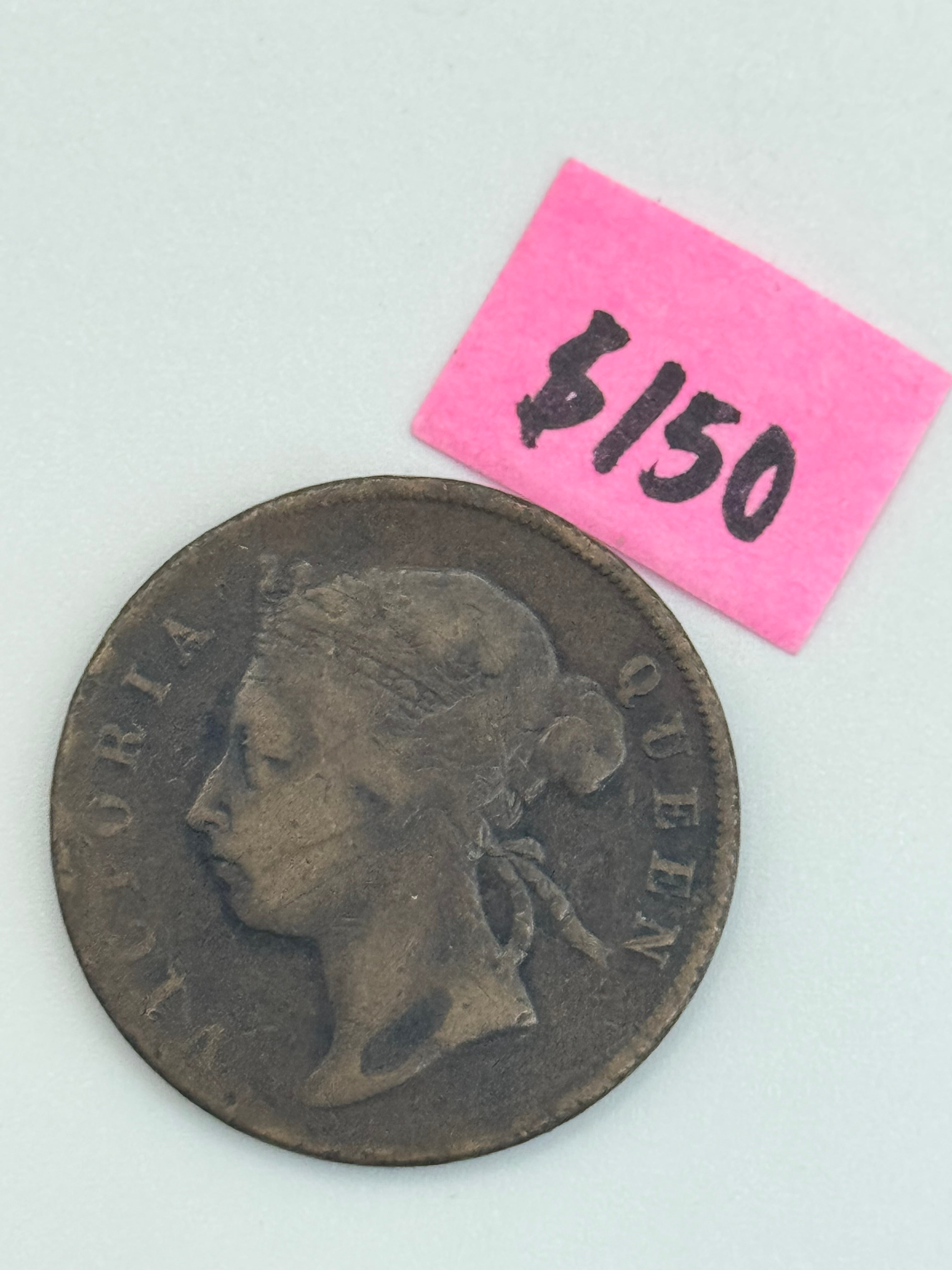 1884 - Straits Settlement 1c Victoria Copper Coin